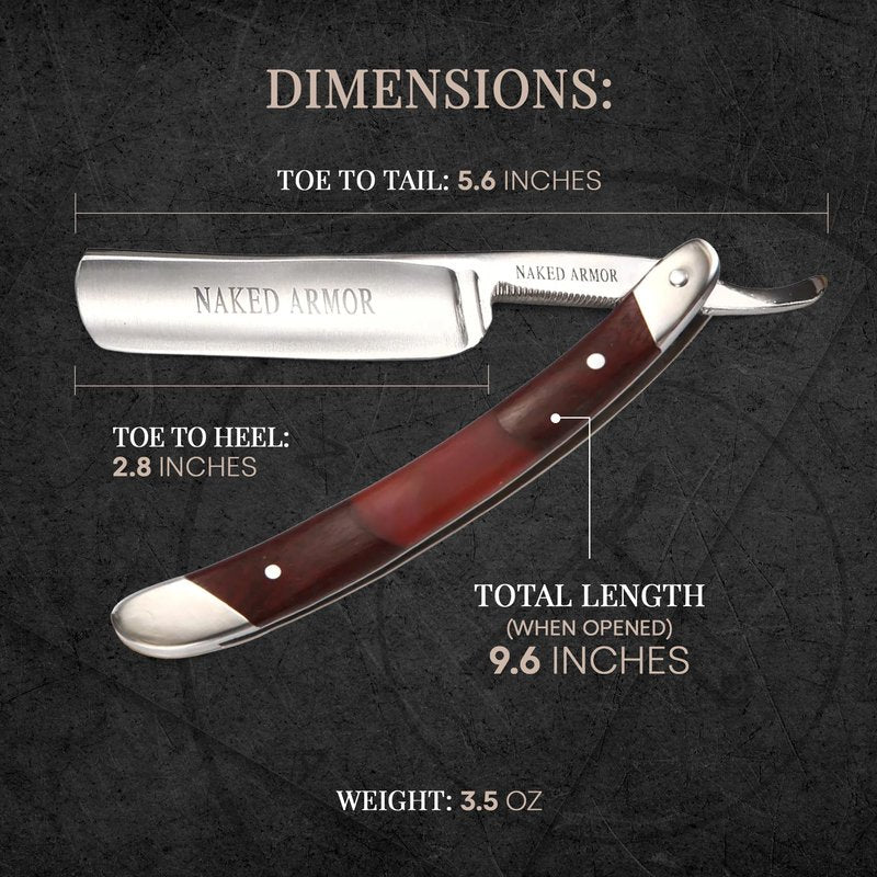 Naked Armor Gaheris Straight Razor Kit – Complete Shaving Kit with Shave Ready Straight Razors for Men, Strop, Stand, Soap, Brush, Bowl, Case, Wet Shaving Men Grooming Gift Set
