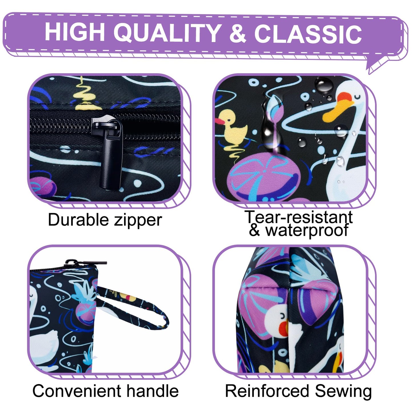 Gloppie Makeup Bag Cute Sunscreen Bag Travel Cosmetic Bag Must Have Purse Essentials Swans