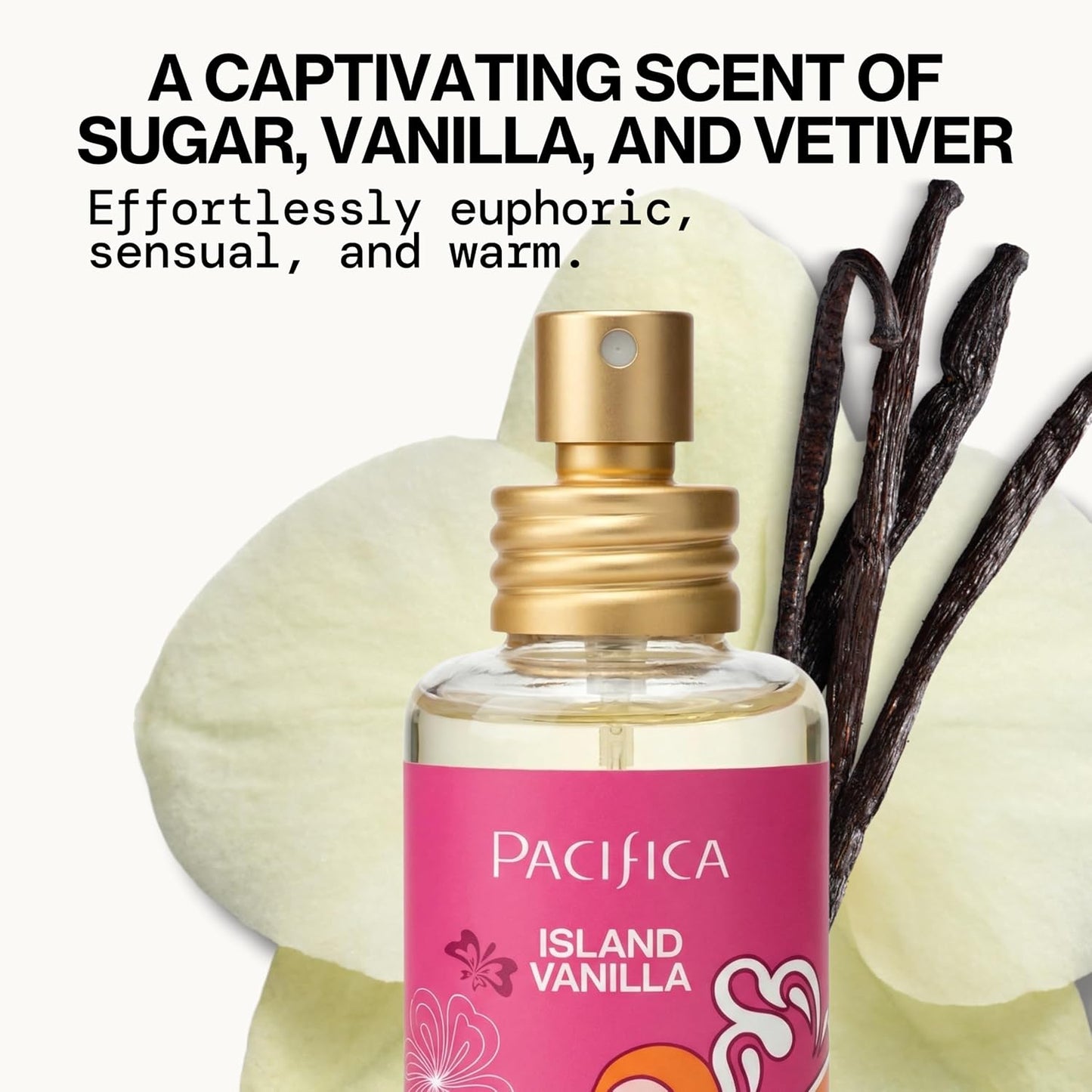 Pacifica Island Vanilla Perfume - Long-Lasting Clean Vanilla Fragrance for Women | Vegan & Cruelty-Free, 1 oz Spray