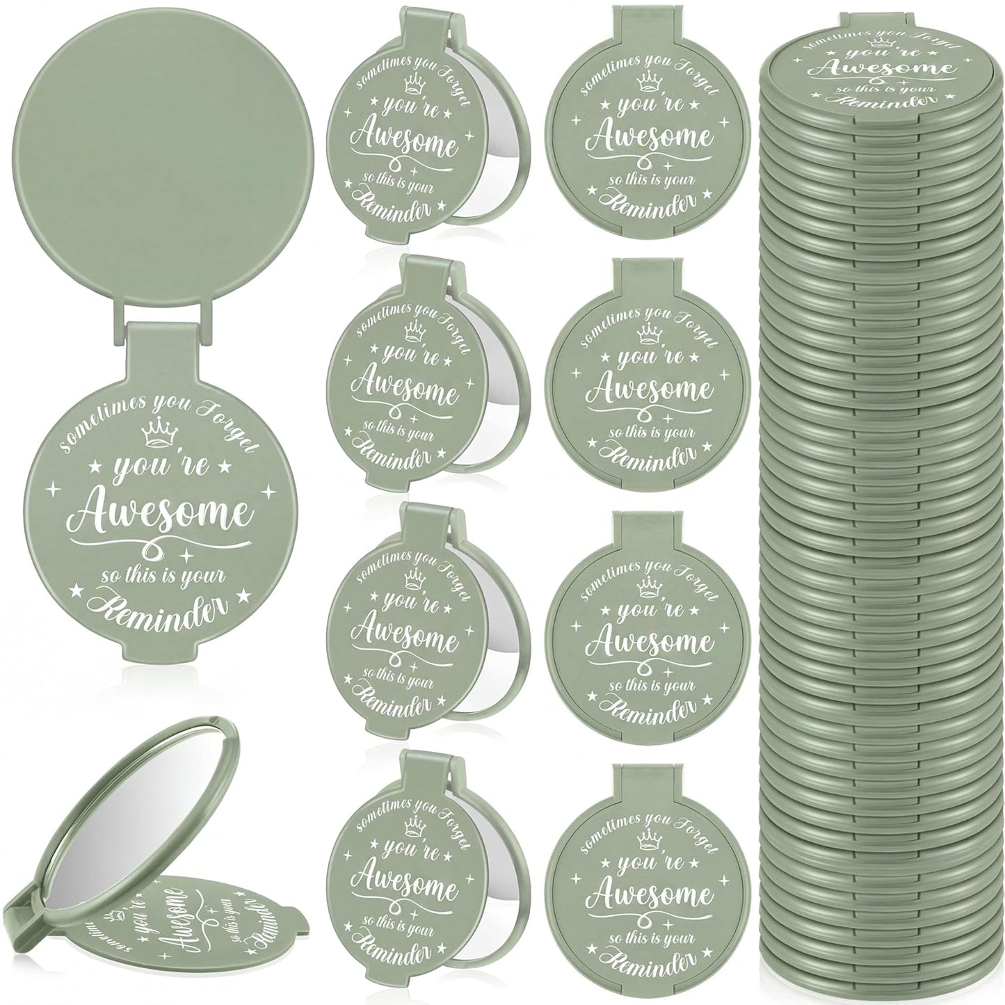 Inspirational Compact Mirror Set - 36 Pcs 2.76 Inch Mini Mirrors | Perfect Galentine's Day Gifts for Women