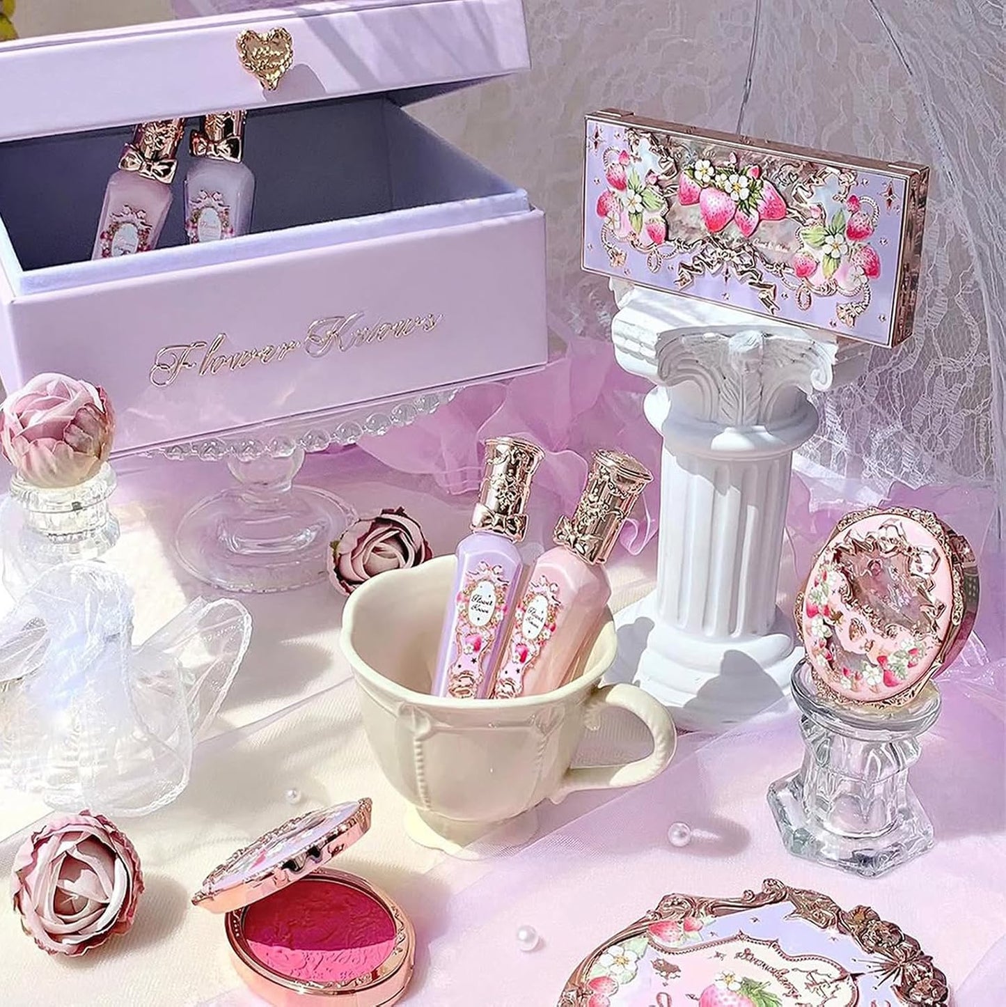Violet Strawberry Rococo Makeup Gift Set - 12-Piece All-in-One Cosmetics Kit | Perfect for Anniversaries & Birthdays