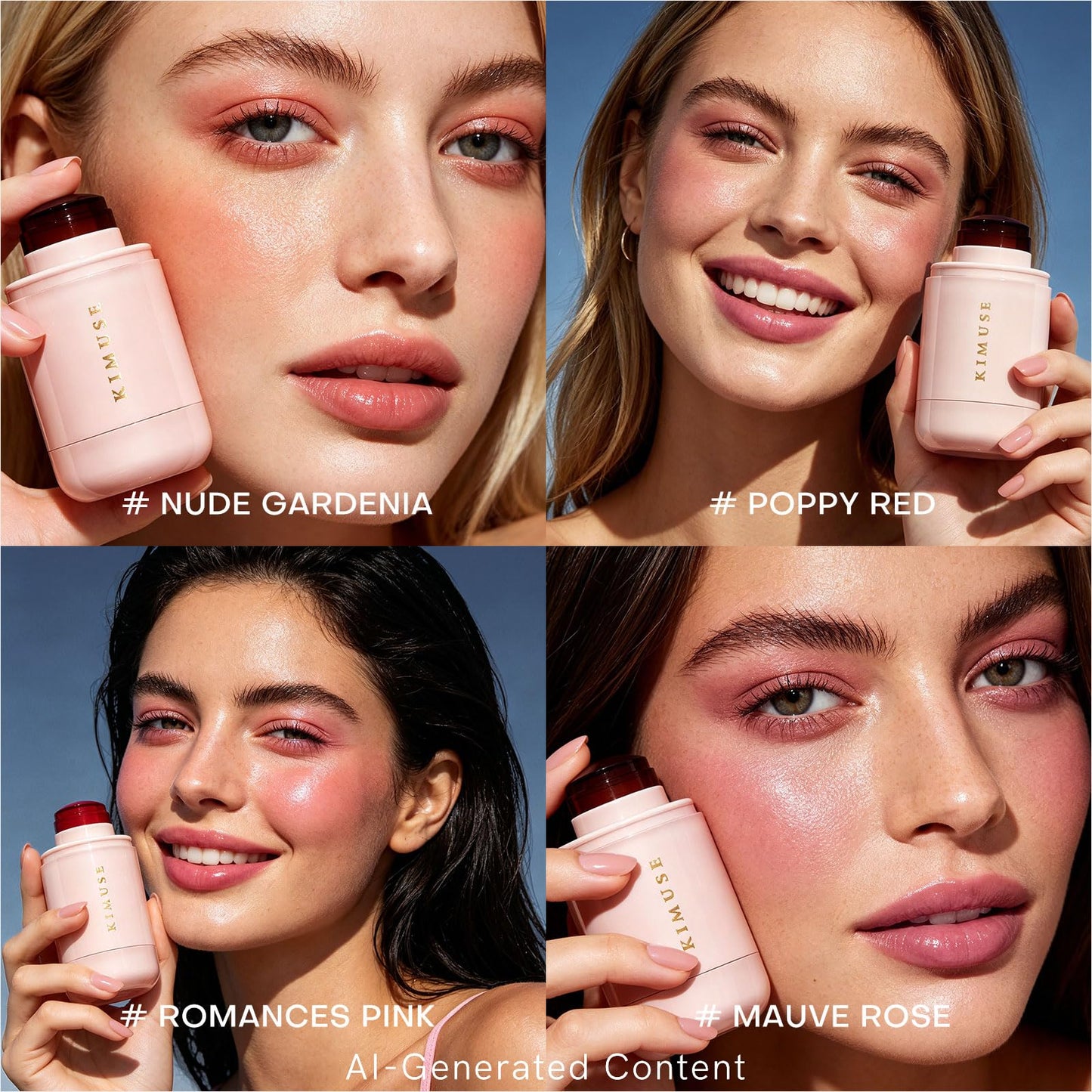 KIMUSE Jelly Cheek & Lip Tint, Watercolor Blush, Multi-Use Makeup, Tint for Cheeks, Lips & Eyes, Lightweight, Sheer & Buildable Color, Vegan Formula, Cruelty-Free