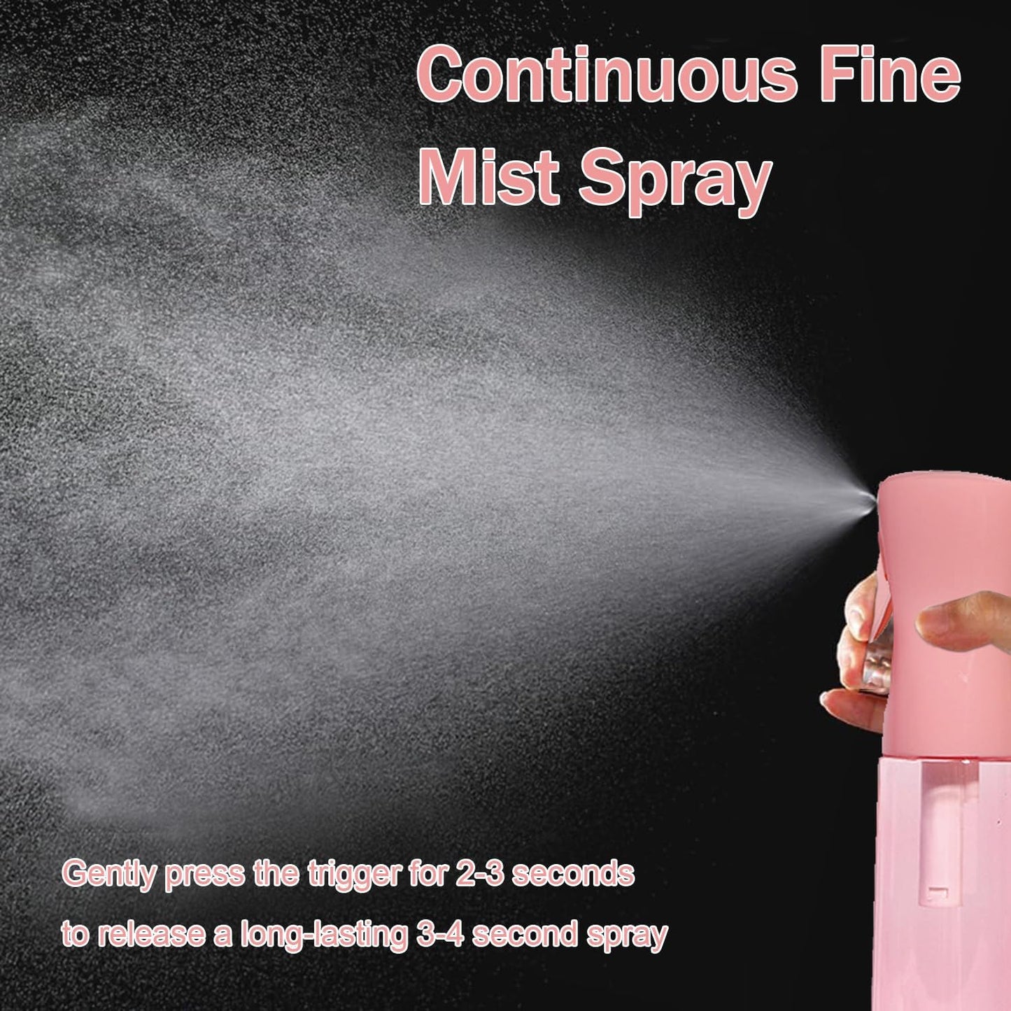 Continuous Spray Bottles - 3 Pack Fine Mist Water Sprayers for Hair, Plants & Cleaning | 6.8 OZ & 1 OZ Sizes - Pink