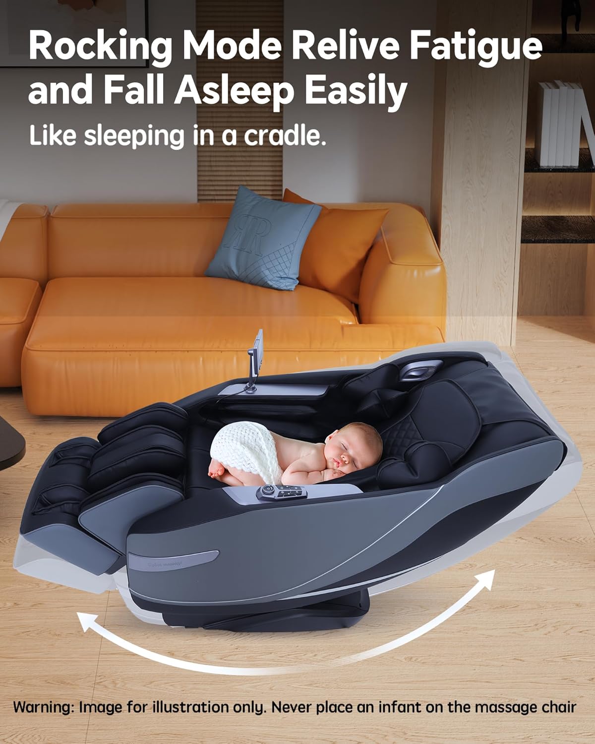 Full Body Massage Chair - 3D SL-Track Shiatsu with Rocking Sleep Mode, Upgraded Calf & Knee Massage for Tall Users | Wireless Charging, Black
