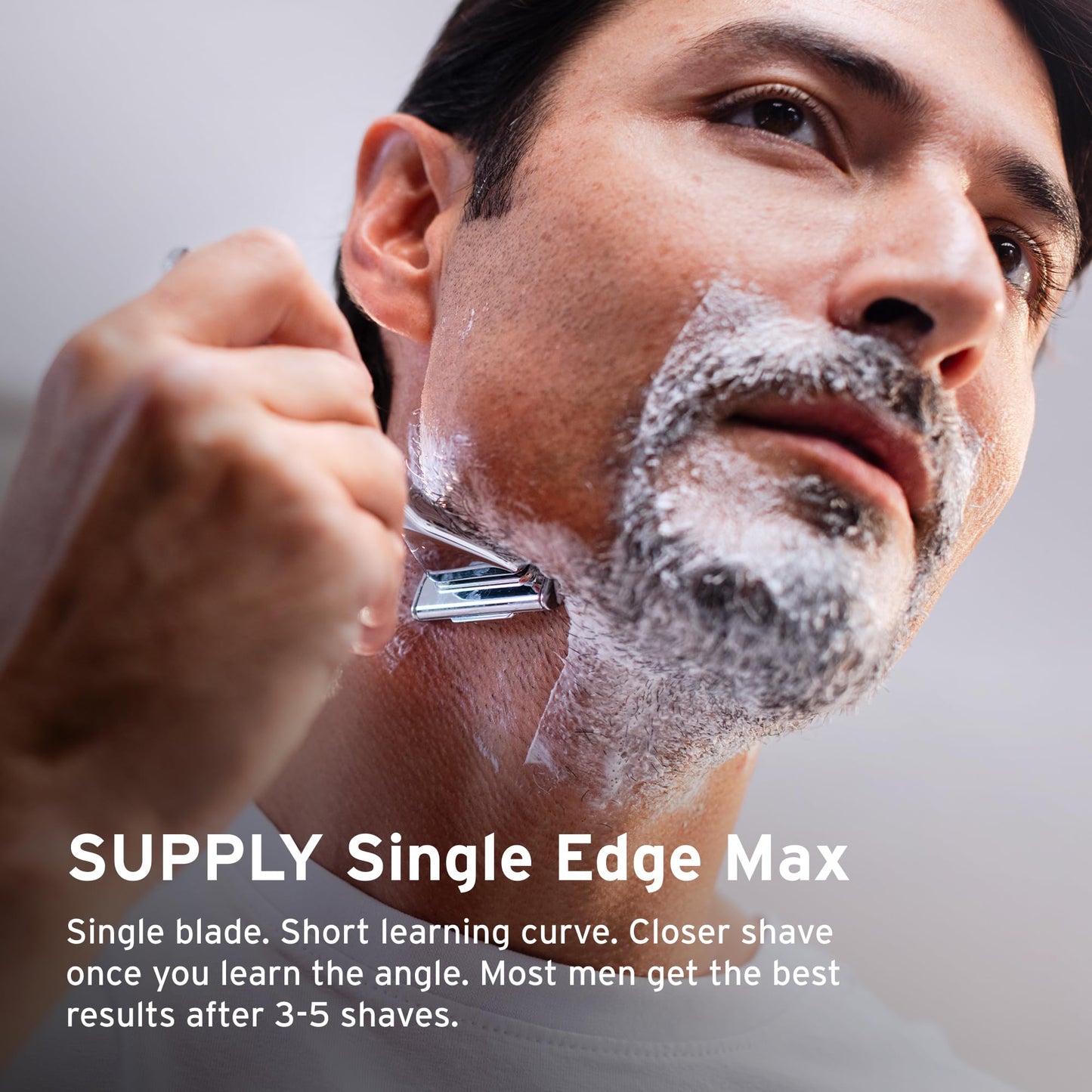 SUPPLY Single Edge Max Razor for Men – Premium Metal Single-Blade Safety Razor with Pivoting Head for Fewer Cuts and Irritation – Includes 8 Blades & Magnetic Reload System – Jet Black
