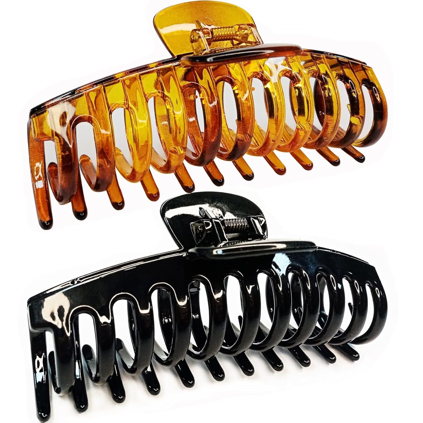 Jumbo Hair Clips for Thick Hair - Long Butterfly Accessories | 5.5 Inch, 2 Pack (Black & Clear)