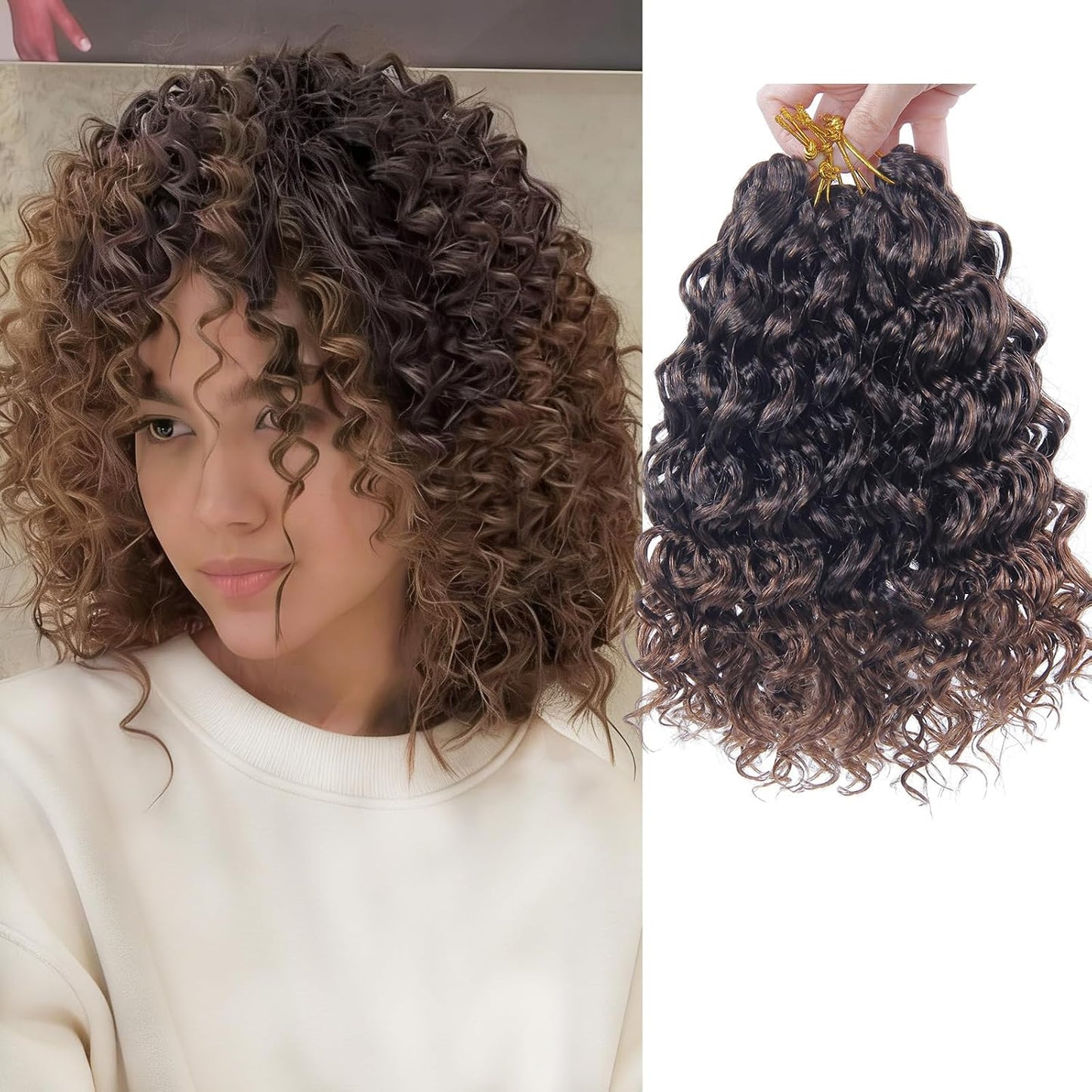 Water Wave Crochet Hair Extensions - Blonde Synthetic Bohemian Braids | 14 Inch Deep Wave (27#)