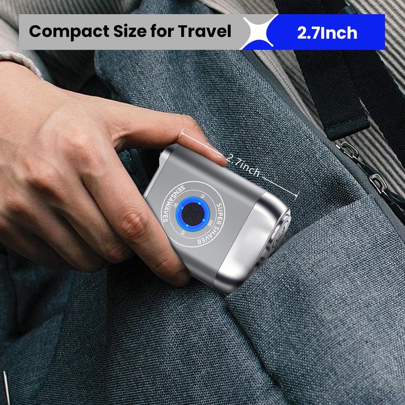 Mini Electric Shaver for Men, Alloy Portable Shaver for Face & Beard, IPX7 Waterproof Rechargeable Travel Razor with Detachable Head, Cordless Wet/Dry Shaving, Easy Cleaning