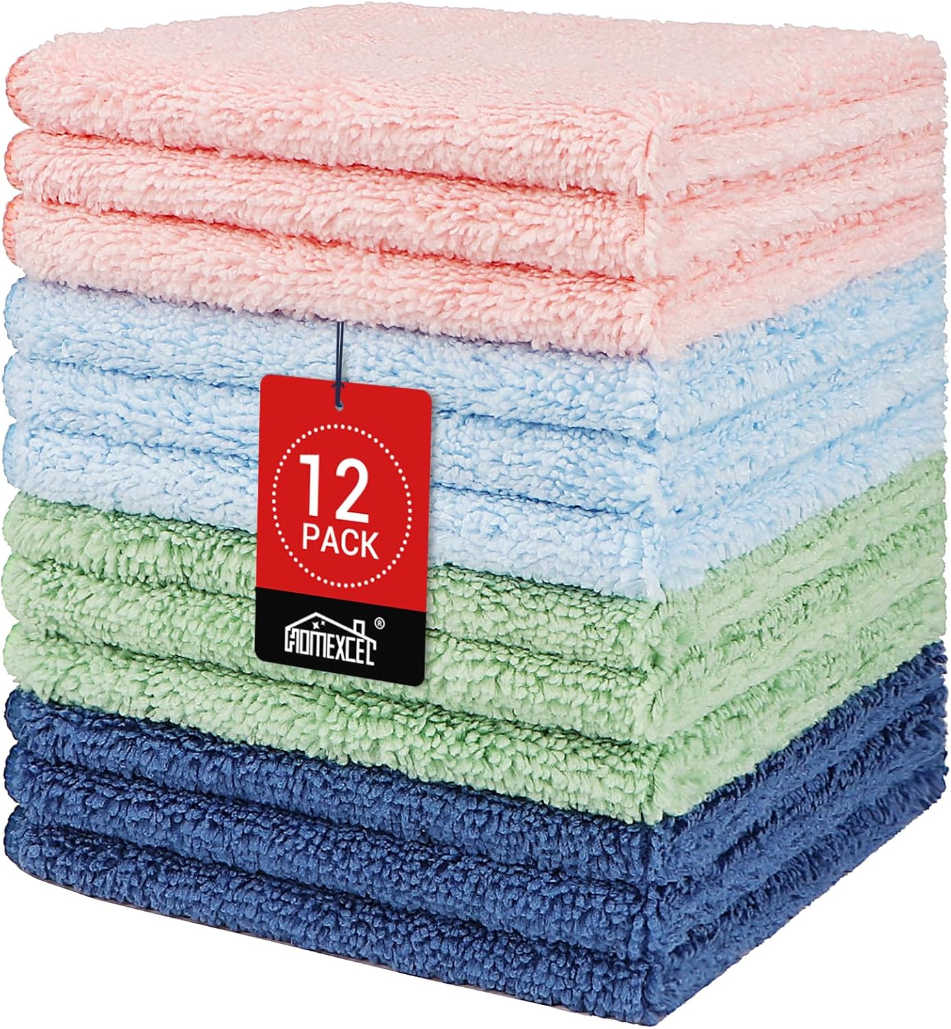 Quick Drying Face Towels - Super Absorbent Wash Cloths for Body & Face | Pink, Light Blue, Green, Navy Blue