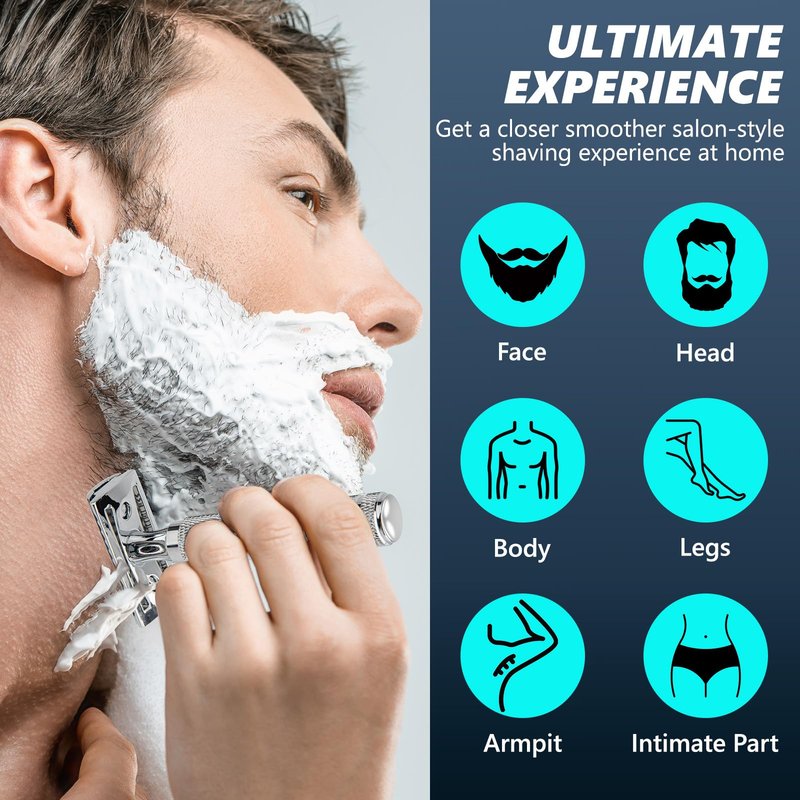 CHARMMAN Classic Double Edge Safety Shaving Razor, Pure Copper Handle,1 Razor + 10 pcs Super Stainless Steel Blades