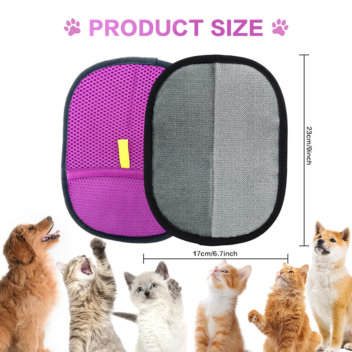 Cosyiker 3pc Pet Hair Removal Gloves, Reusable Cats & Dogs Pet Hair Removal Tool,Efficient Pet Hair Removal Electrostatic Gloves is Suitable for Clothes, Sofas, Beds and Carpets (Purple)
