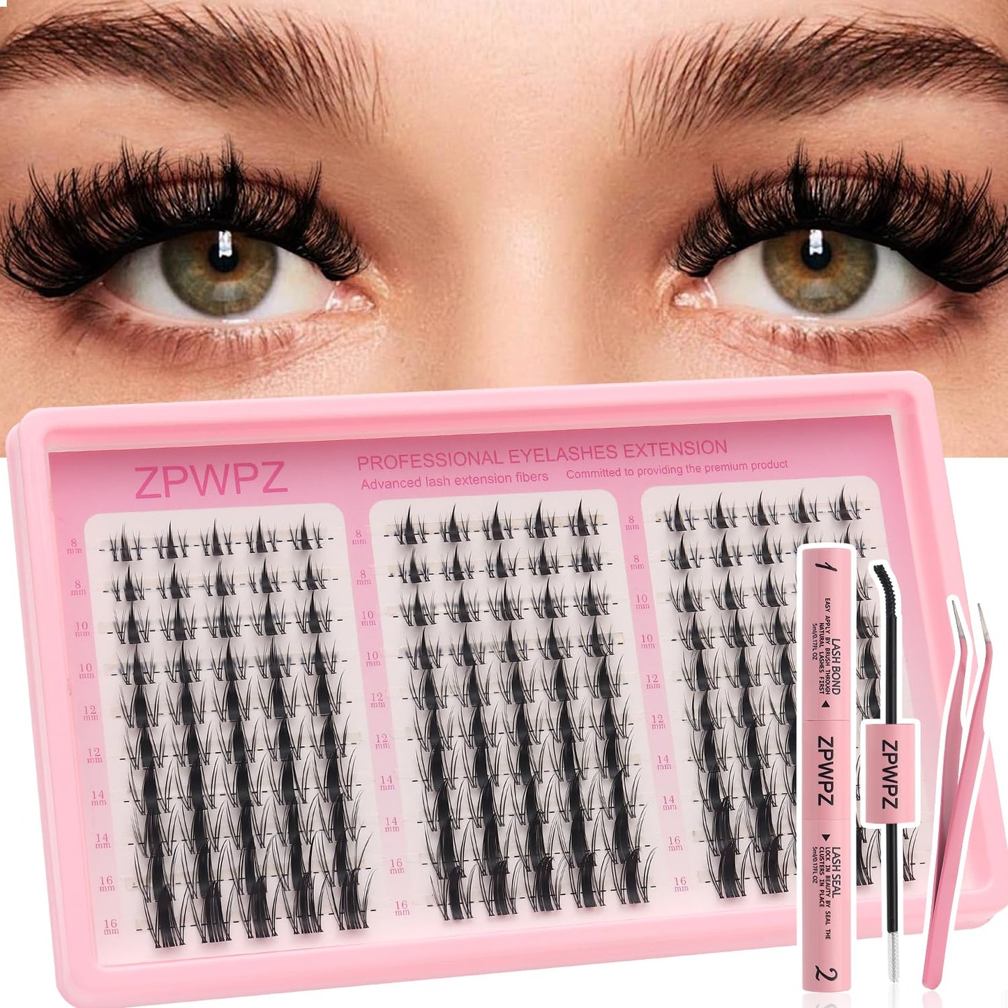Manga Lash Clusters Kit - Spiky Eyelash Extensions with Bond & Seal | Wet Look Anime Lashes