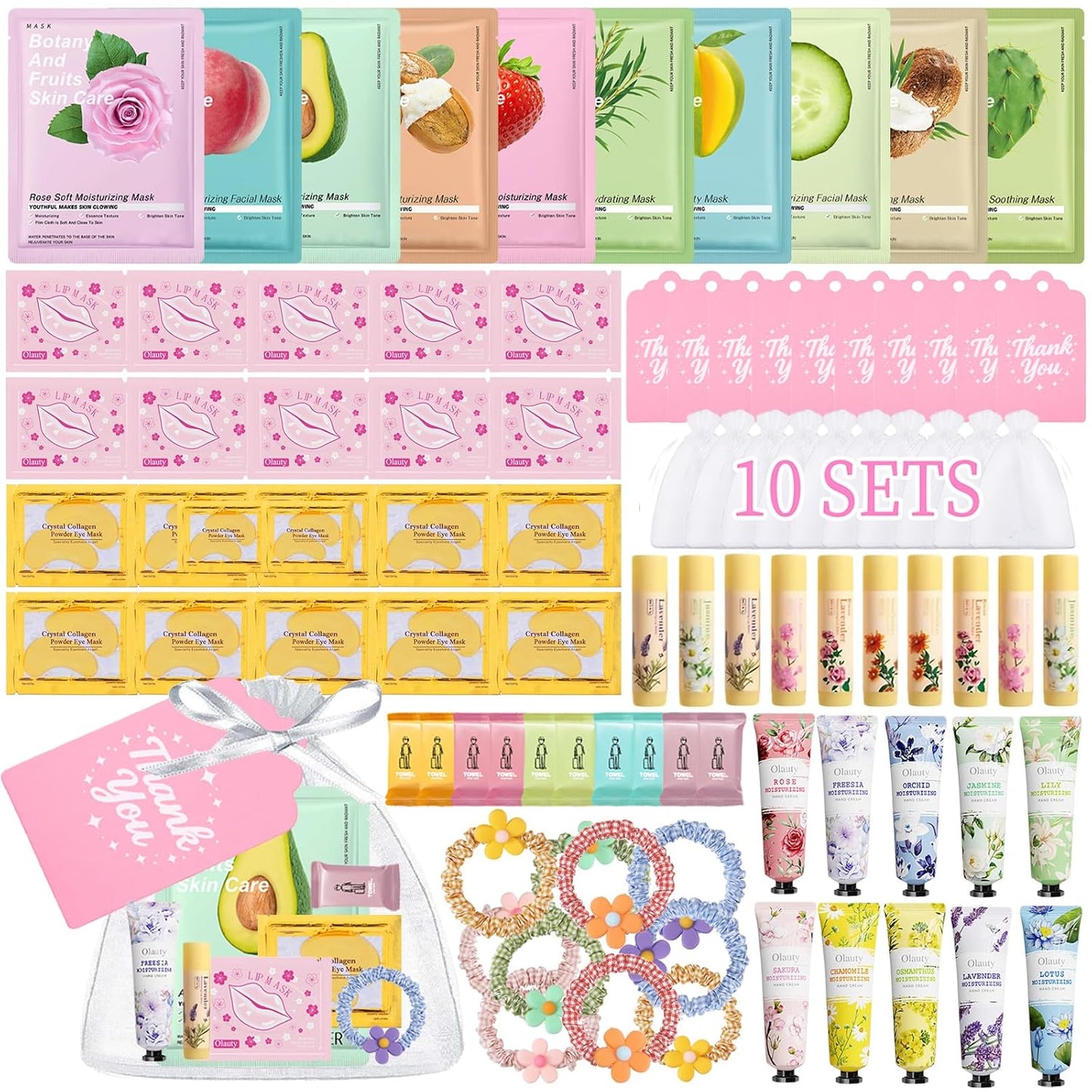 Spa Party Supplies for Girls - 55PCS Spa Favors with Face Masks, Hand Cream & Foot Bath Bombs | Perfect for Birthday Sleepovers