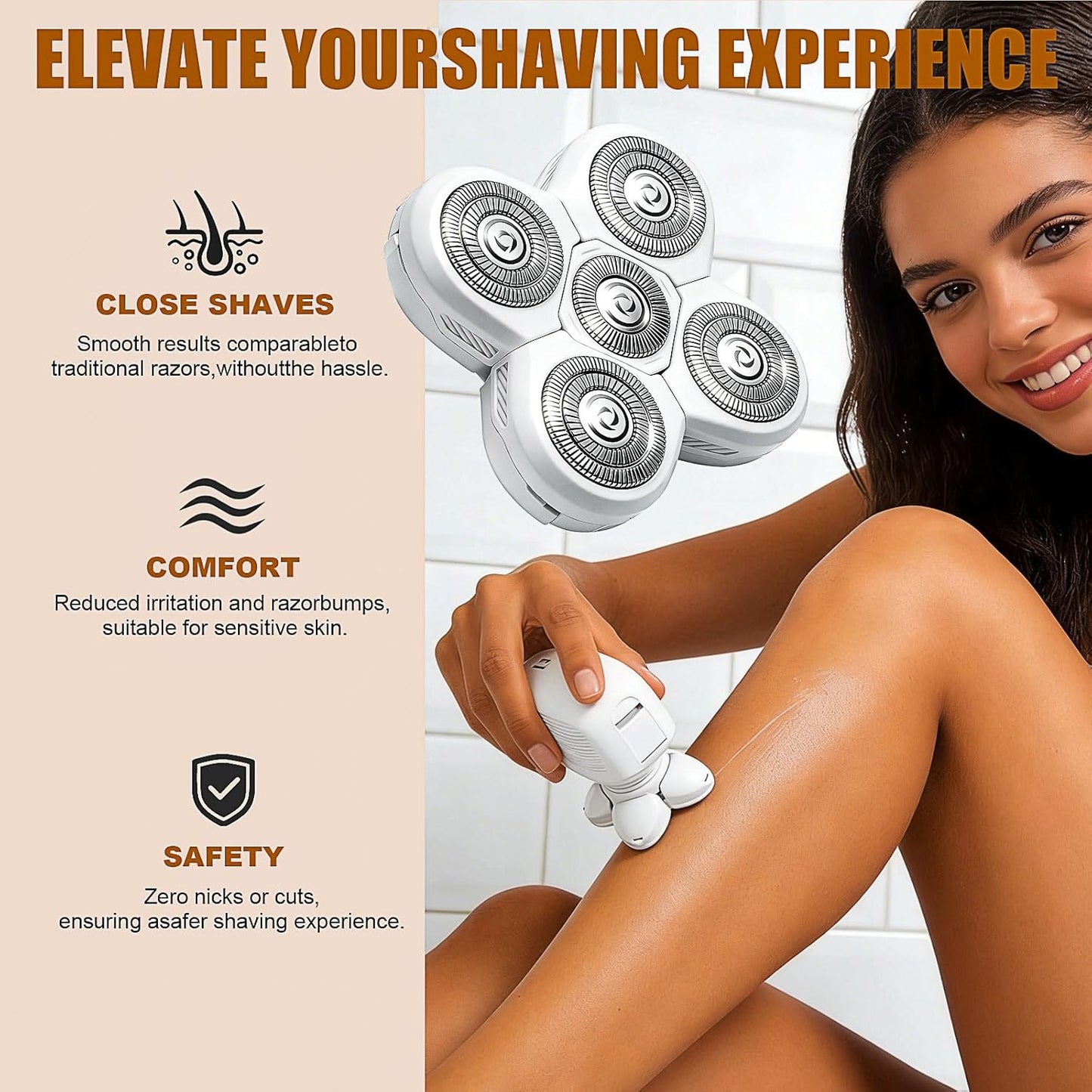 5 Head Shaver Replacement Blades - Compatible with Freebird FlexSeries - Smooth Legs & Body Hair | 3-Pack (White)