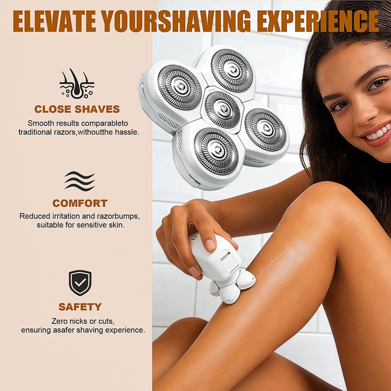 5 Head Shaver Replacement Blade Refills compatible with Freebird FlexSeries Shavers Head for Women,Smooth Legs, Body Hair, & Pubic Shaver Heads (White/2PCS)