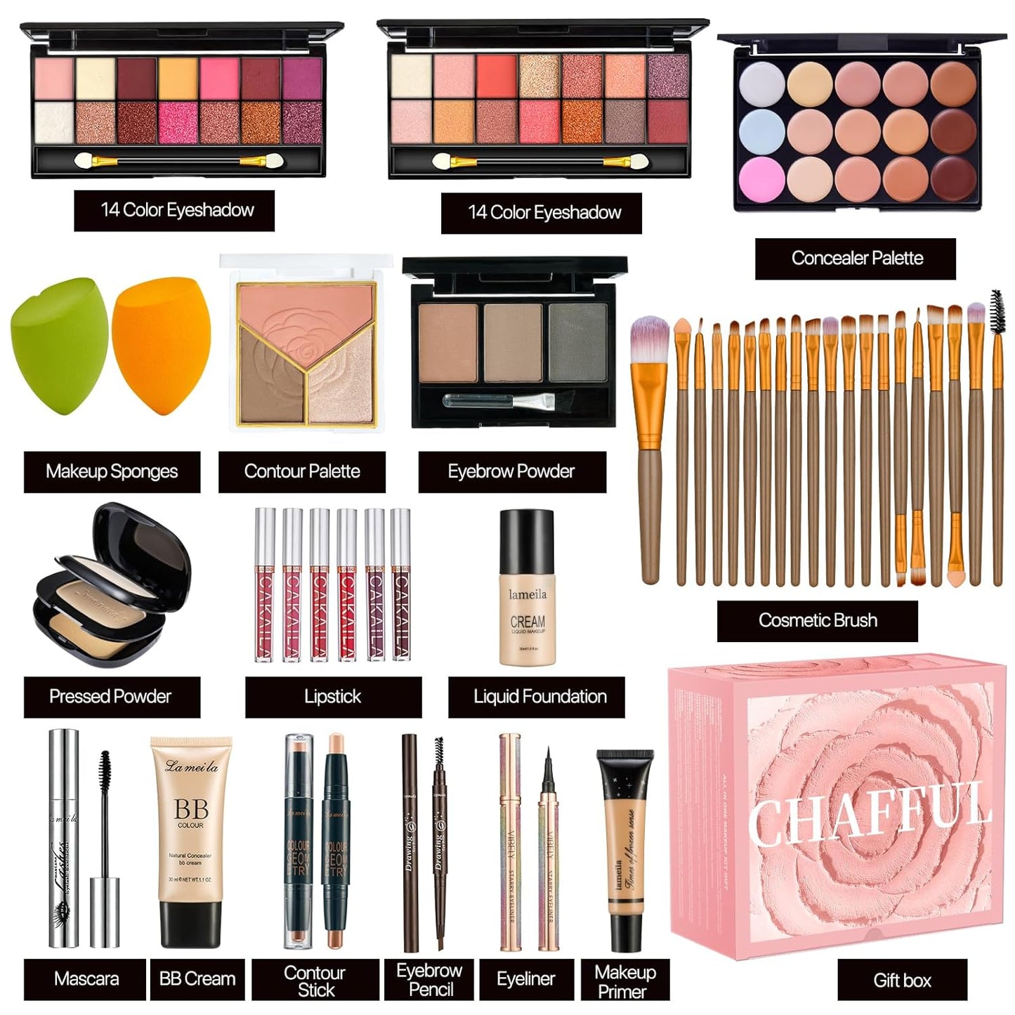 Makeup Essential Bundle - All-in-One Makeup Set for Women | Foundation, Eyeshadow Palette, Lipstick & More