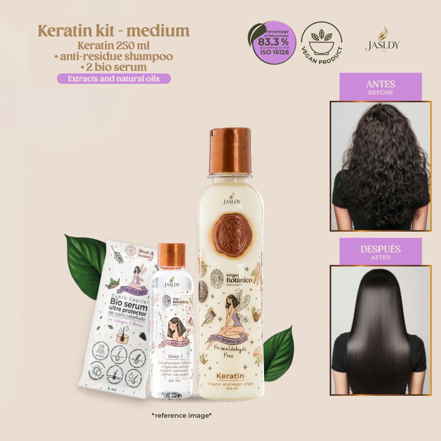 Origen Botanico Keratin Hair Treatment Ritual Botanico Kit Keratina Para Alisar El Pelo Organic Vegan Formula With 12 Natural Oils For Long Lasting Smooth Shiny Frizz Control (Keratina 120 ML)