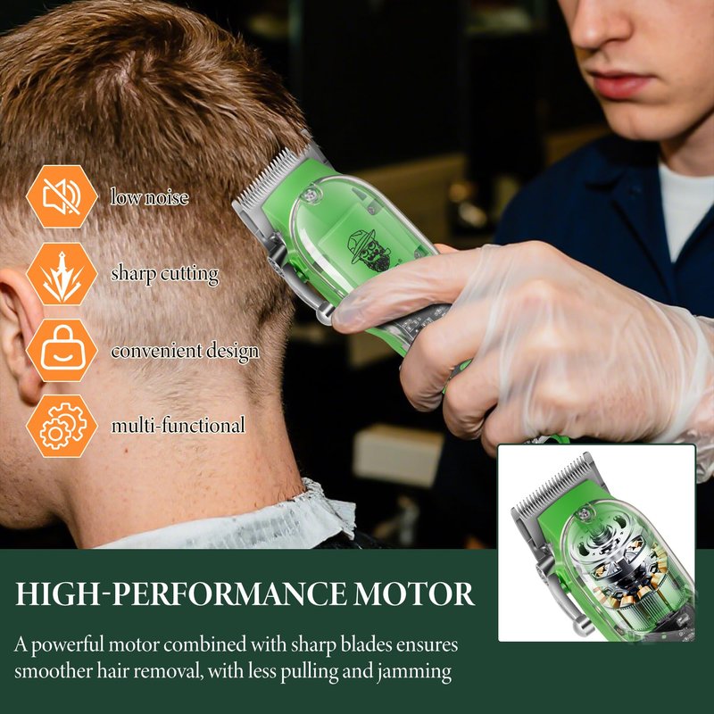 LQT Hair Clippers for Men, 4 Pcs Professional Cordless Rechargeable Transparent Plastic Clipper Set Body Trimmer Electric Razor for Men Nose and Ear Hair Trimmer with Bag, to Son Husband Father Gift