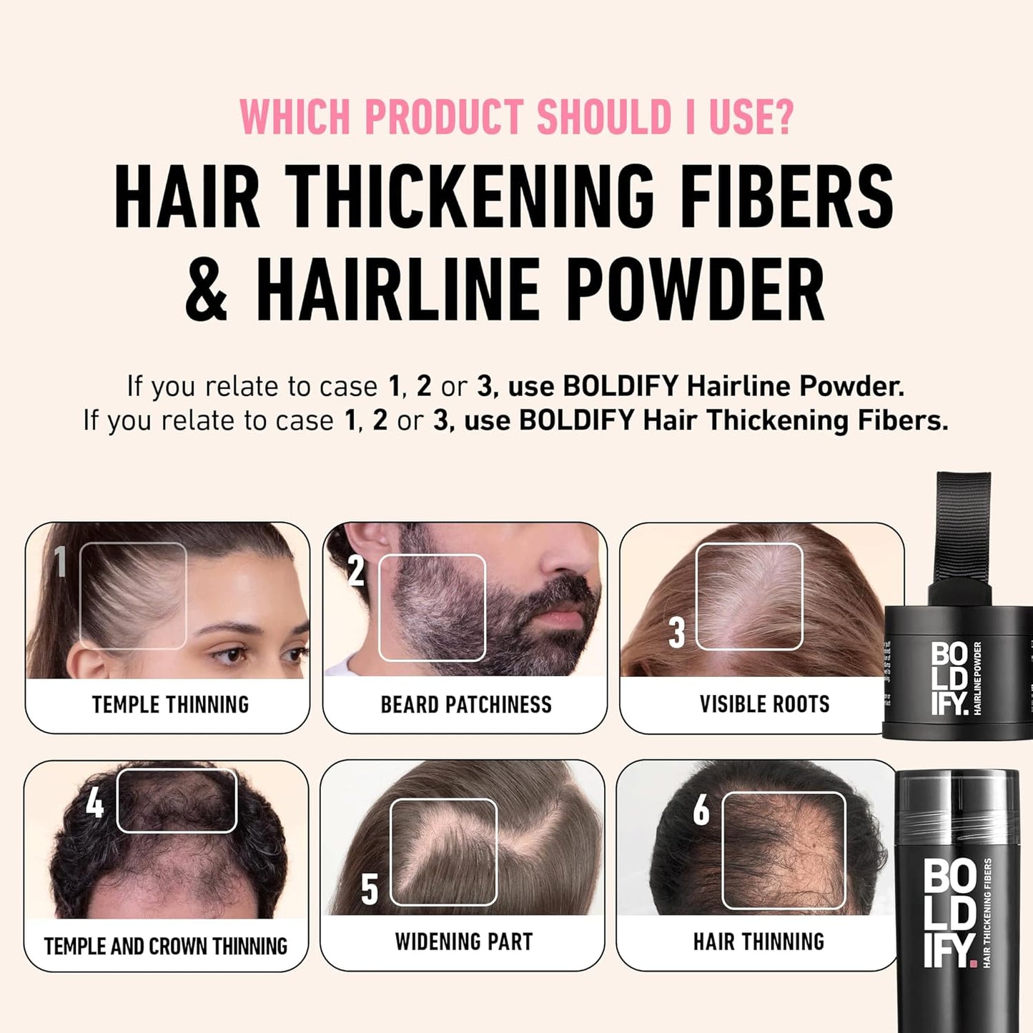 BOLDIFY Hair Fibers - Thinning & Fine Hair Solution for Instant Volume | 56g, Dark Brown, 14 Shades Available