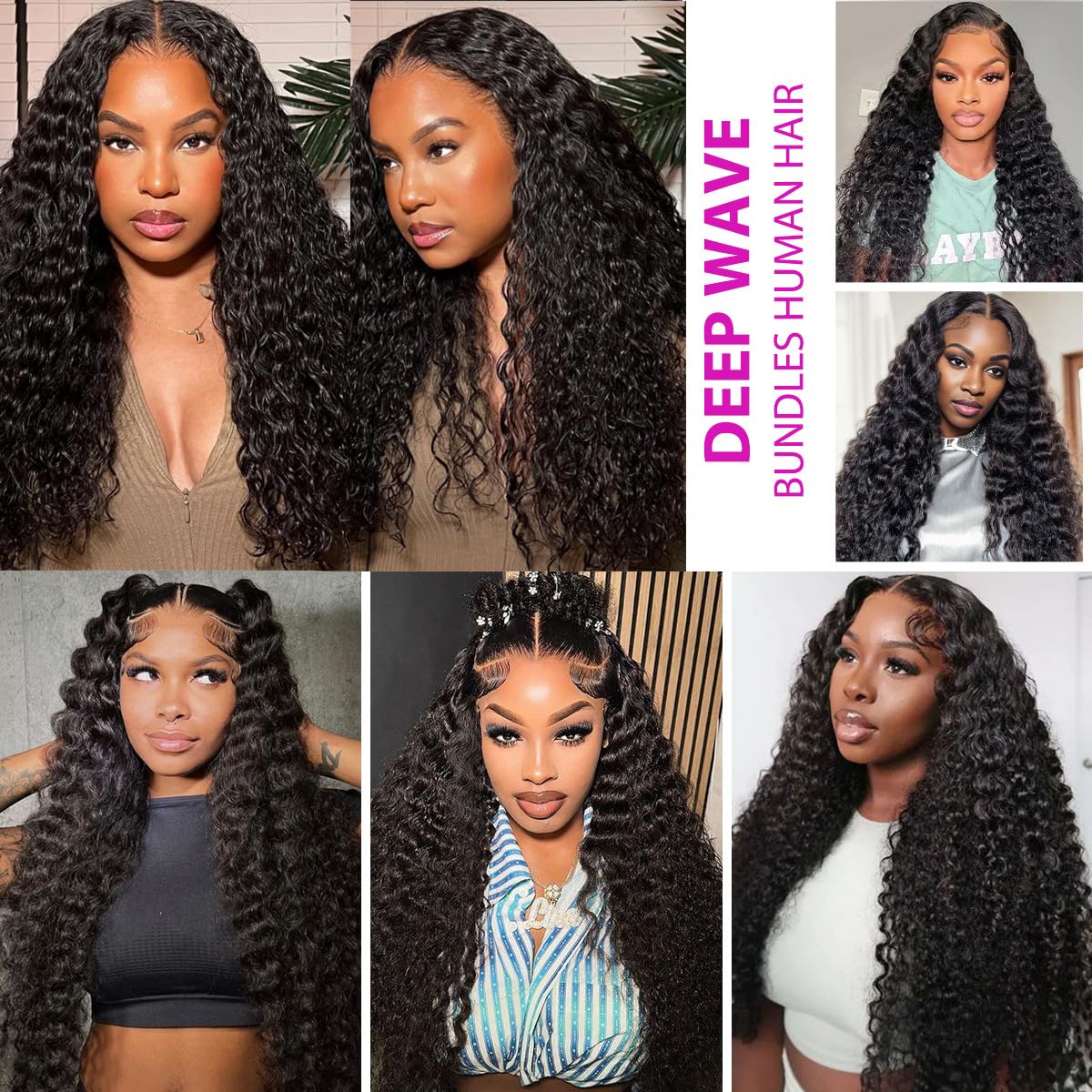 12A Deep Wave Human Hair Bundles 28 Inch Curly Bundles Human Hair 1 Bundles Human Hair 100% Unprocessed Brazilian Virgin Hair Extensions for Women Wet and Wavy Hair Bundle Weave Natural Black