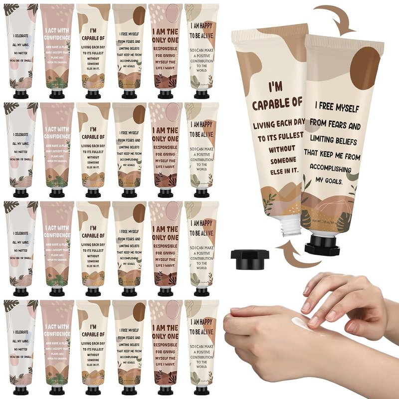 Positive Affirmation Hand Cream Gift Set - 12 Pcs Travel Size | Stress Relief for Coworkers, Teachers, Nurses