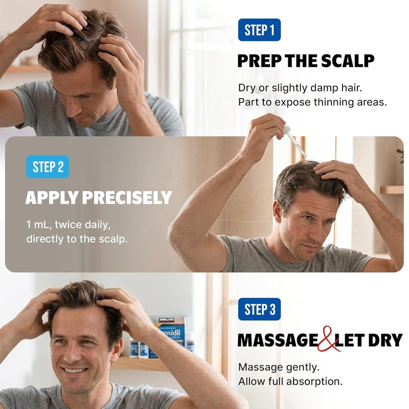 Kirkland Minoxidil for Men - Extra Strength 5% Hair Regrowth Treatment | 6-Month Supply with Upgraded Dropper
