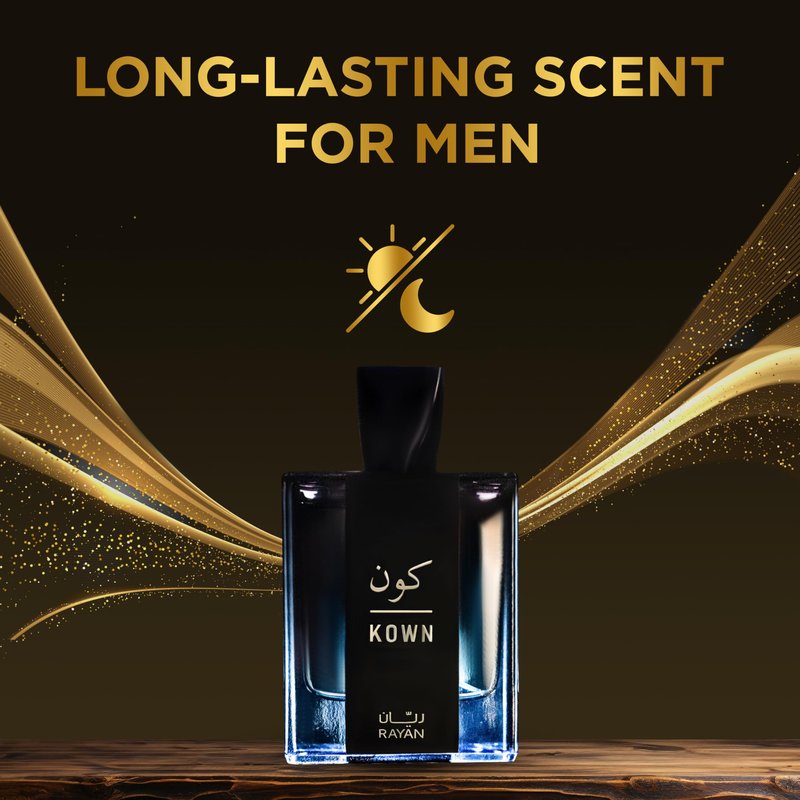 RAYAN Kown - Modern Woody Oud Perfume for Men, Arabian Eau De Parfum, 100mL (3.34 Fl oz) Perfumes Arabes Para Hombres, Long Lasting Perfume with Bergamot, Lavender, Cardamom - A Gift for All Occasions