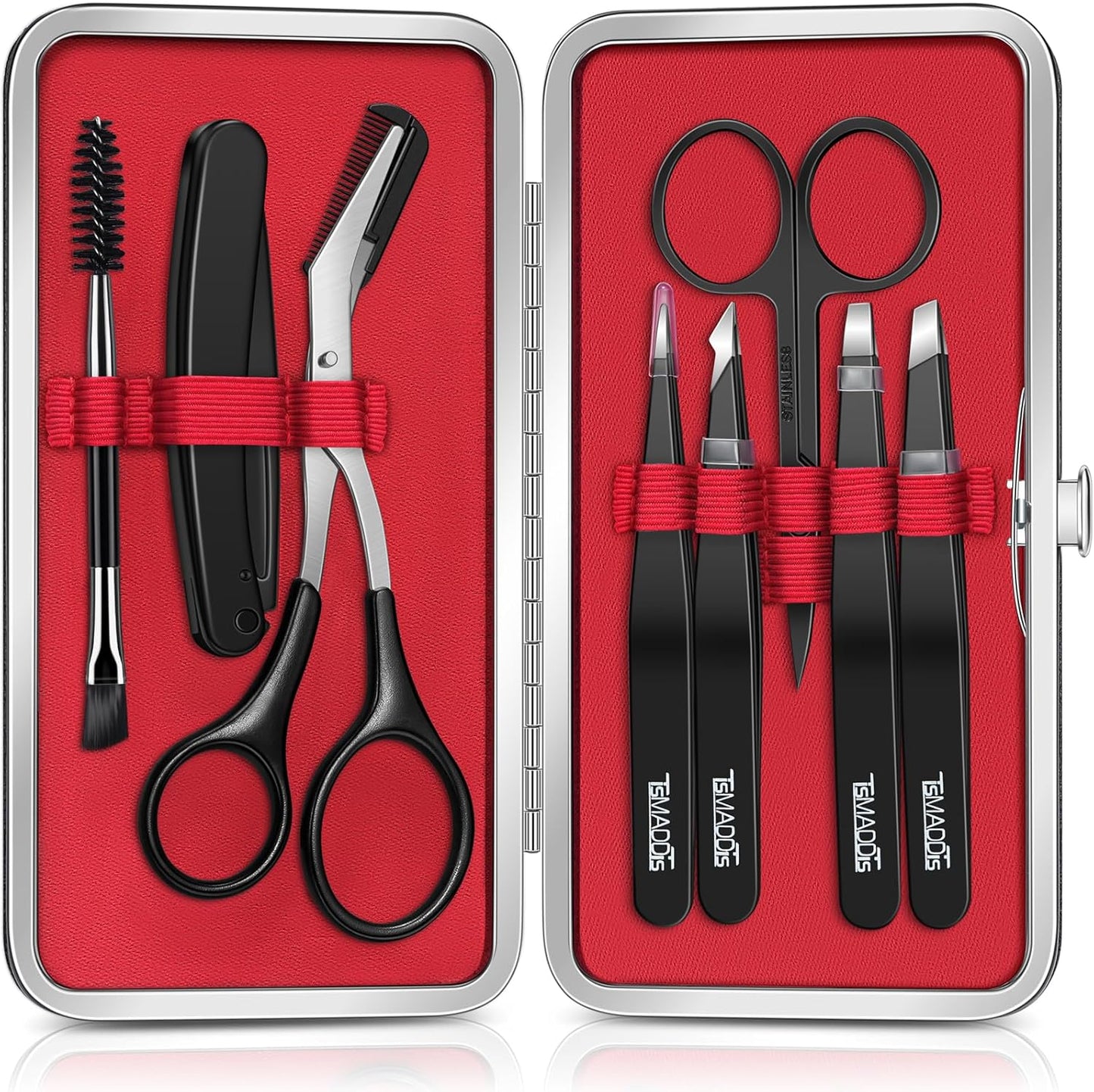 Eyebrow Kit - 8-In-1 Eyebrow Trimmer, Scissors, Tweezers & Razor | Travel Bag Included