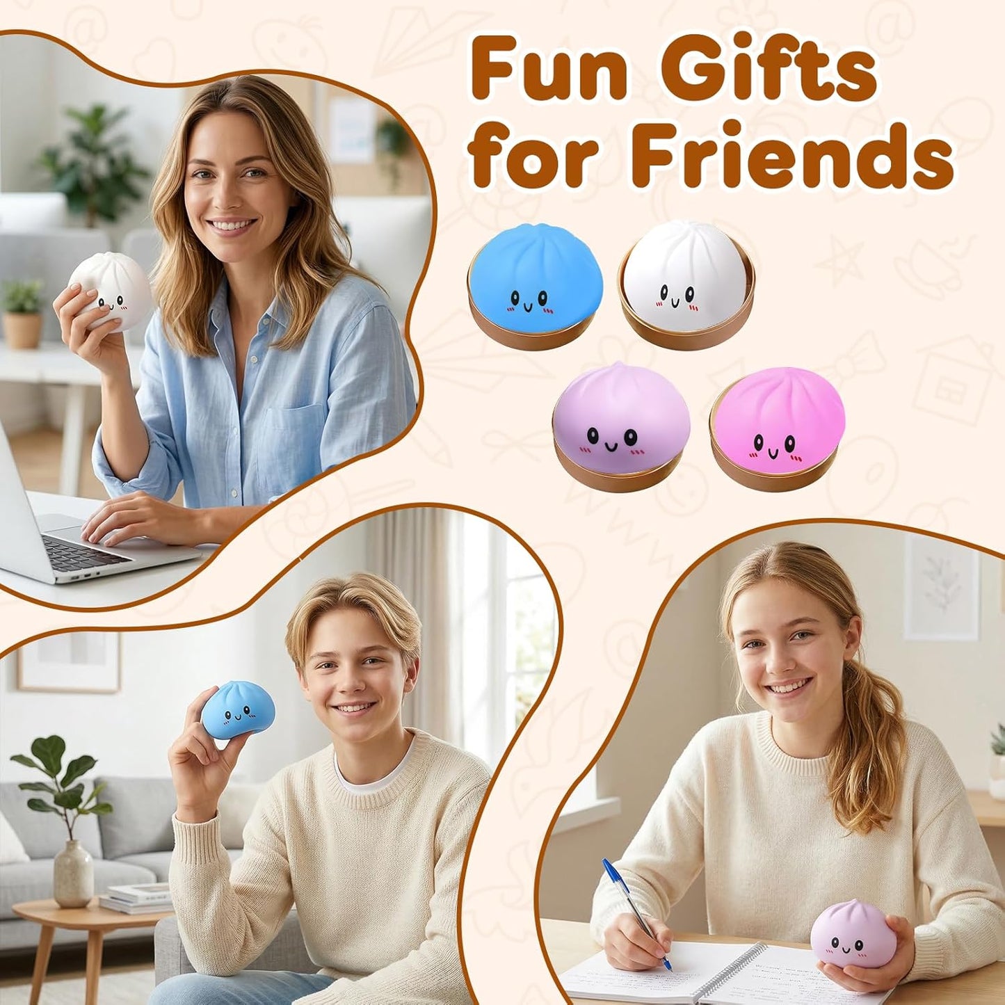 Squishy Dumpling Toy - Jumbo Mystery Fidget Stress Relief | Soft Decompression Dough for Kids & Adults - Blue