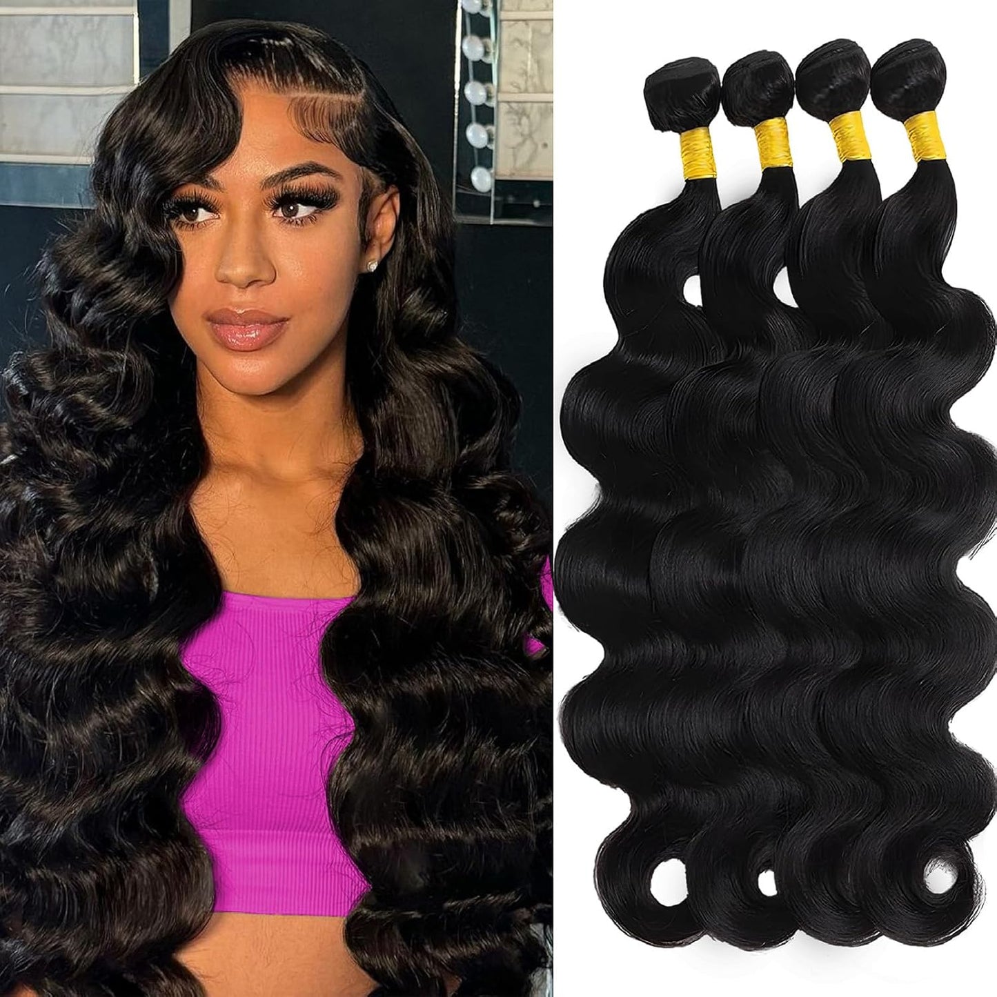 14A Brazilian Body Wave Bundles - 100% Real Virgin Human Hair Extensions | Natural Color, 22, 24, 26 Inch