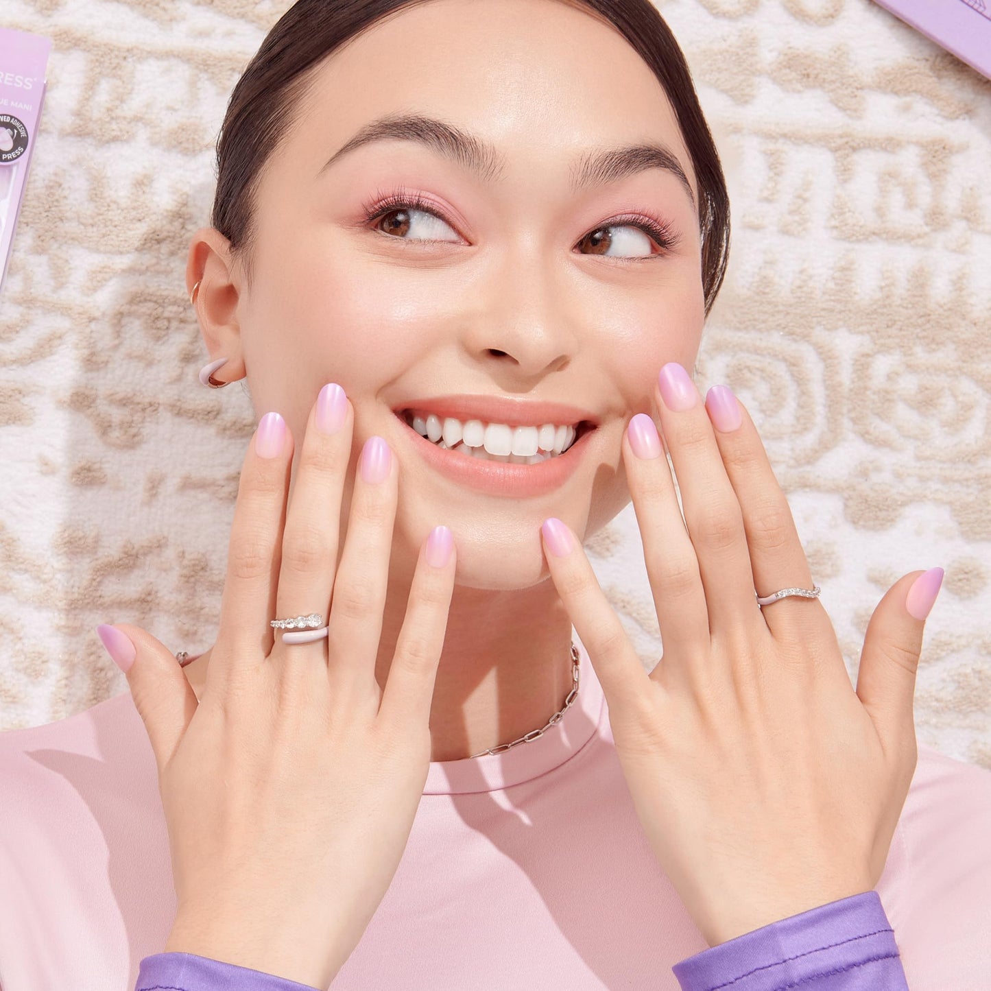 Impress Color Ombre Press On Nails, 'Take A Chance', Purple, Short Oval, PureFit Technology, Patented Super Hold Adhesive, Chip Proof, Smudge Proof, Mini Nail File, Manicure Stick & 30 Fake Nails