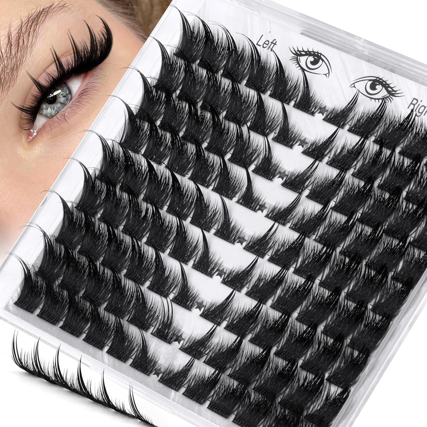 Fox Eye Lash Clusters - Natural Eyelash Extensions 8-14MM | Pre-Mapped Cat Eye Design