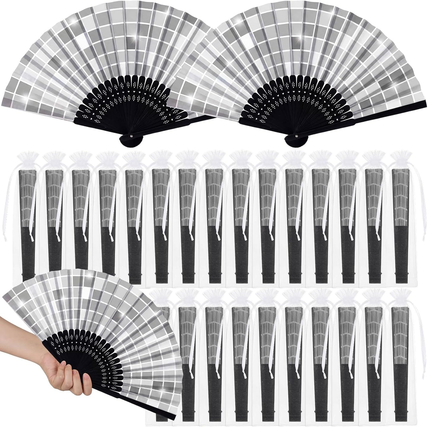 Wildflower Folding Hand Fan Set - 25 Vintage Paper Fans with Organza Bags | Perfect for Weddings & Tea Parties