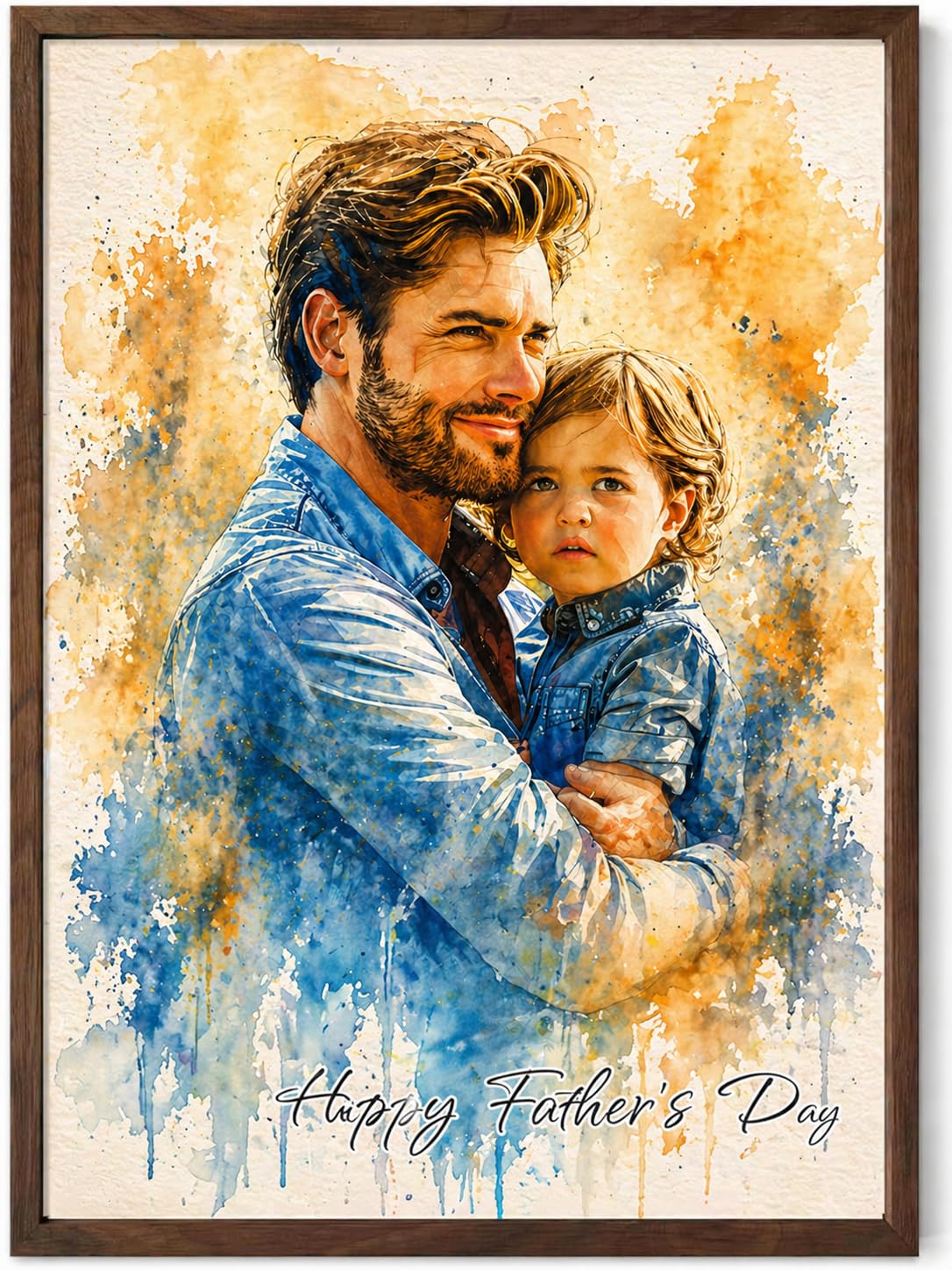 Noni Personalized Family Portrait Wall Art, Custom Watercolor Portrait From Photo, Personalized Family Art, Father's Day, Birhtday Gifts, Custom Dad - Grandpa Photo Gifts, Canvas For Daddy, Papa 1