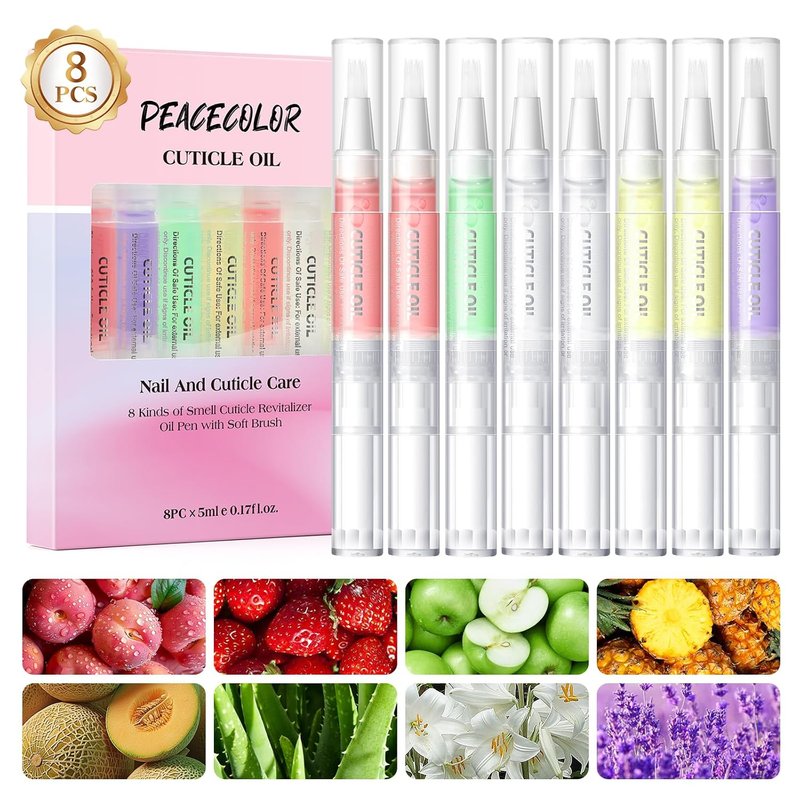 Cuticle Oil Pen Set - 8 Pcs Nourishing Nail Oil for Dry Cuticles | Revitalizing Flavors & Strengthening Care
