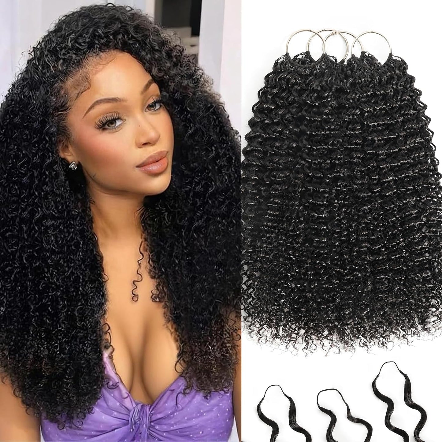 Feather Crochet Hair Extensions - 12 Inch 120g Invisible Miracle Knots for Black Women | Jerry Curly Pre-Separated Natural Black
