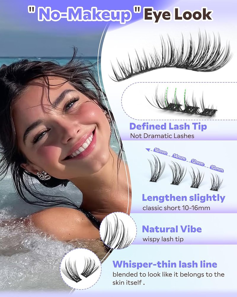 Wispy Lash Clusters - Natural Eyelash Extensions for a No Makeup Look | 10-16mm CC Curve DIY