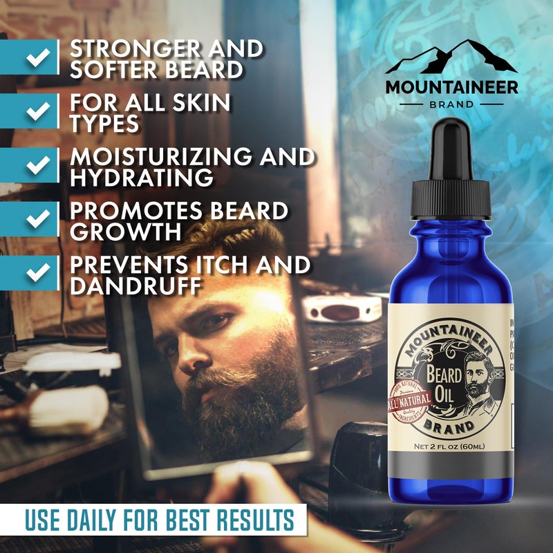 Mountaineer Brand Natural Beard Oil with Coal Scent | Made in West Virgina | Hydrates, Moisturises, Softens & Conditions for Beard Growth | Treats Dry Itchy Beards for Men | 2oz