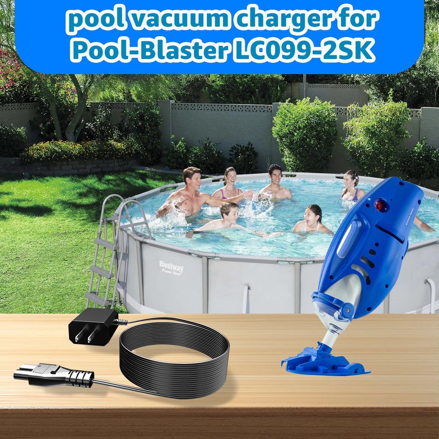 Norward 8.6V Charger for Pool Blaster Cordless Pool Vacuum Compatible with Pool Blaster LC099-2SK 22151EL 21051DL 26050SL 26051SL,Pool Vacuum Charger Supply,2 Prong AC DC Power Cord