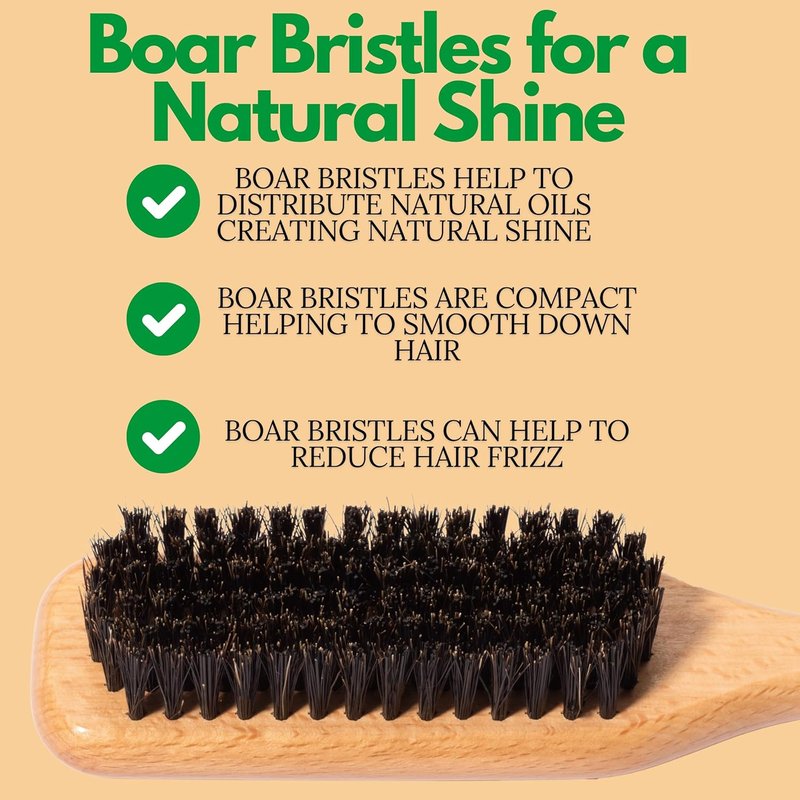 GranNaturals Boar Bristle Hair Brush - Sleek Ponytail & Bun Styling Tool | Backcombing & Teasing with Rat Tail