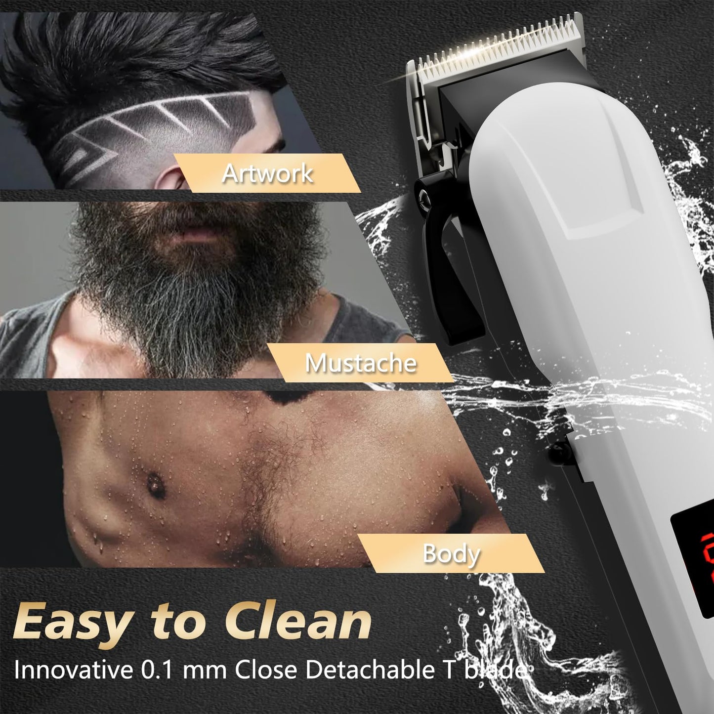 RUIM Professional Hair Clippers for Men, Cordless & Corded Barber Clippers, Rechargeable Haircut Kit with Adjustable Lever & Guide Combs for Home Hair Cutting and Grooming