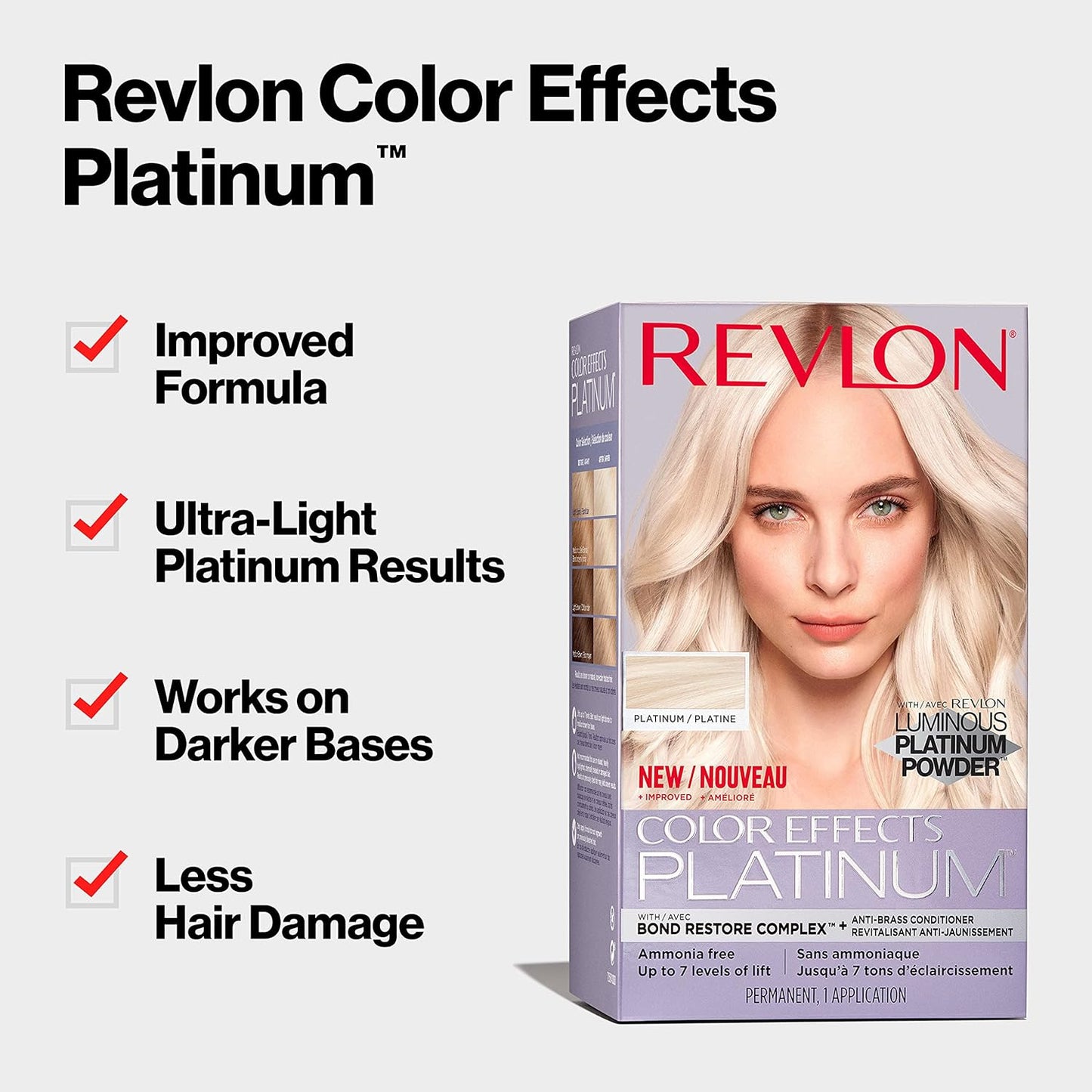 Revlon Color Effects Permanent Highlighting Kit - Ammonia & Paraben Free Hair Dye, 60 Platinum, 8 Oz