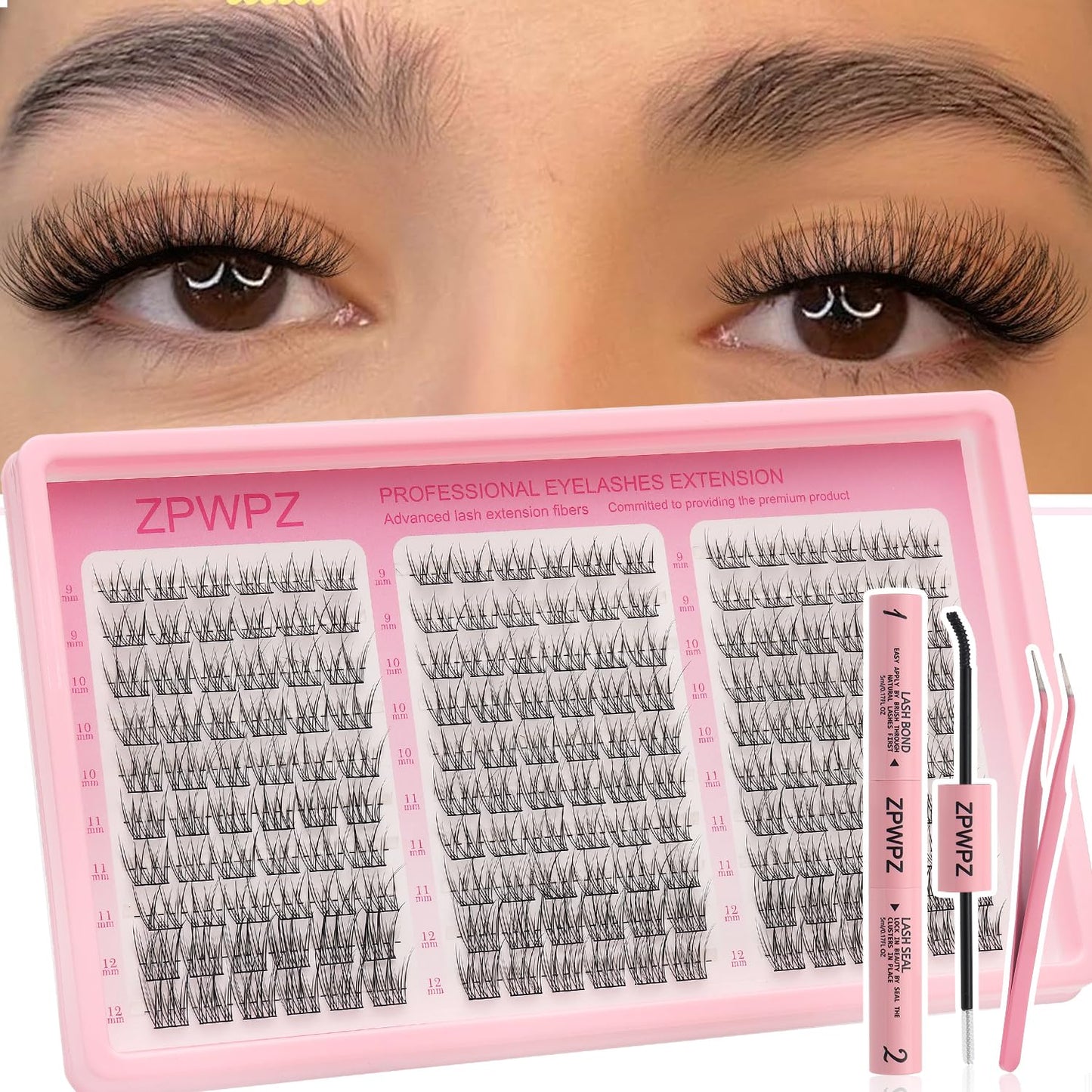 Manga Lash Clusters Kit - Spiky Eyelash Extensions with Bond & Seal | Wet Look Anime Lashes