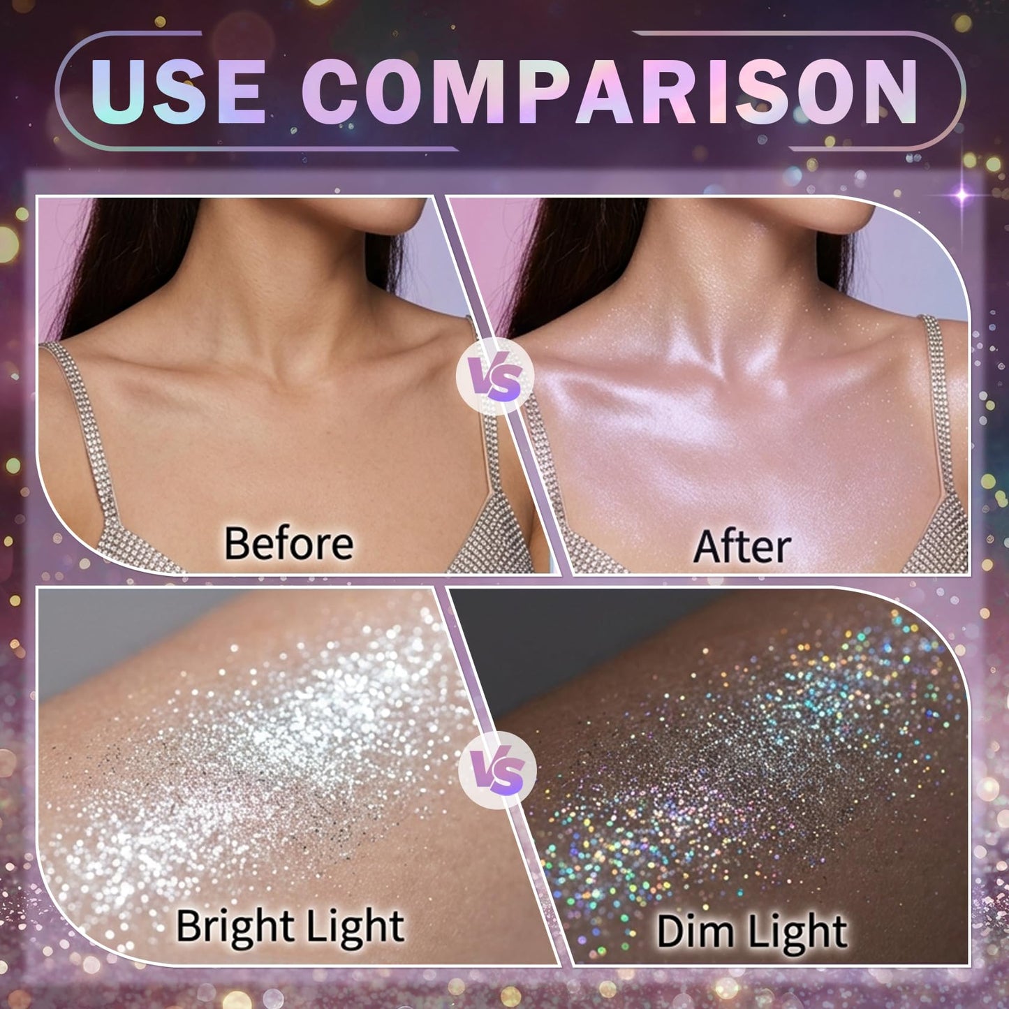 ZHISHUDL Body Hair Glitter Spray 60ML Glitter Hairspray Holographic Shimmer Glitter for Hair Body and Clothes,Long-Lasting Quick-Drying Sparkle Powder Spray for Christmas Halloween Rave - Silver