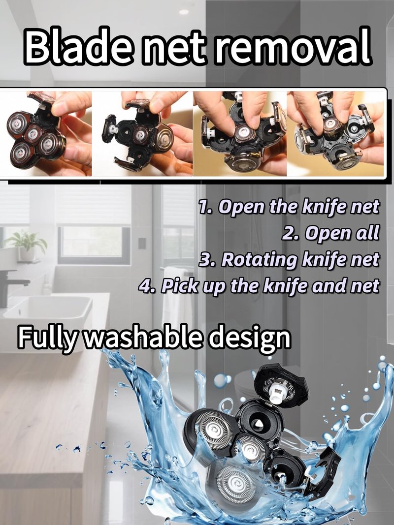3 Pcs 5-Blade Universal Head Shaver for freebird replacement blades, Compatible with Freebird Shavers, Electric Shaver Refills for Bald Men with 1 Cleaning Brush (3 Pack)