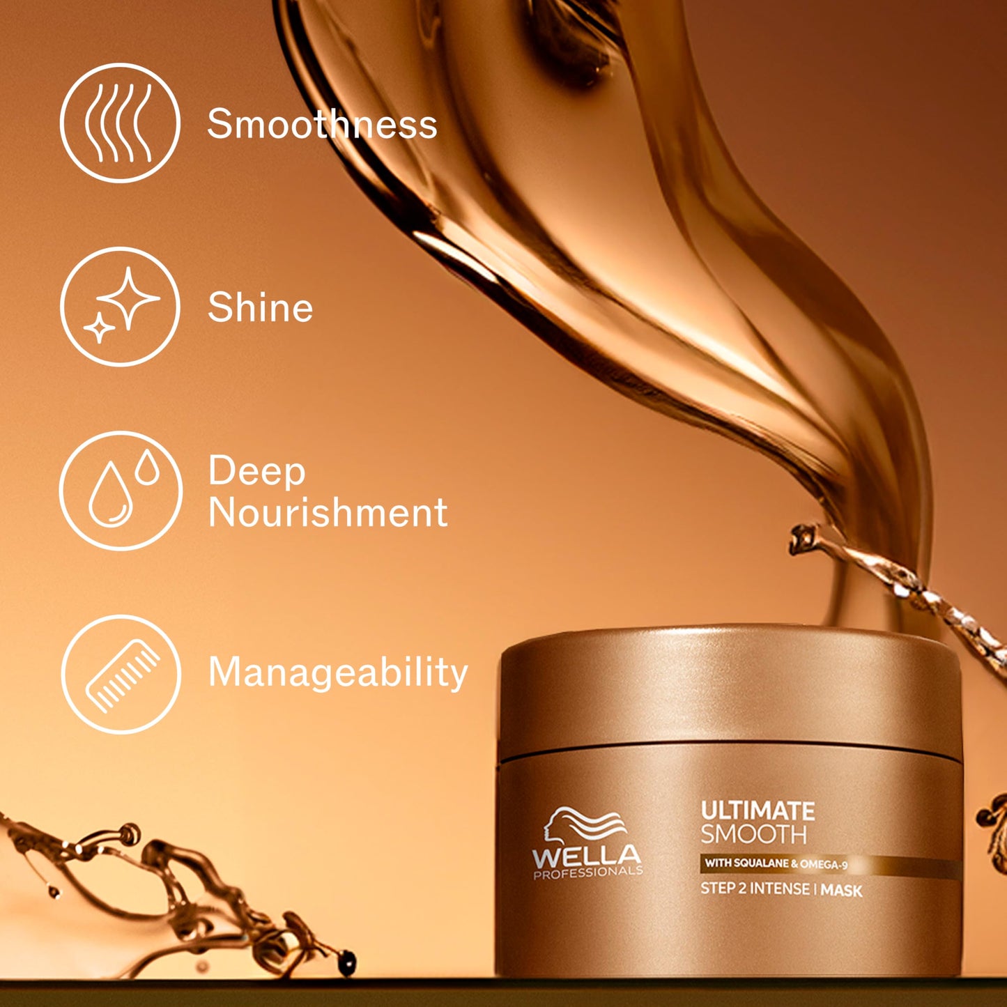 Wella Professionals ULTIMATE SMOOTH Intense Mask | Nourishing Treatment for Dry & Frizzy Hair | With Squalane & Omega 9 | 16.9 Fl Oz