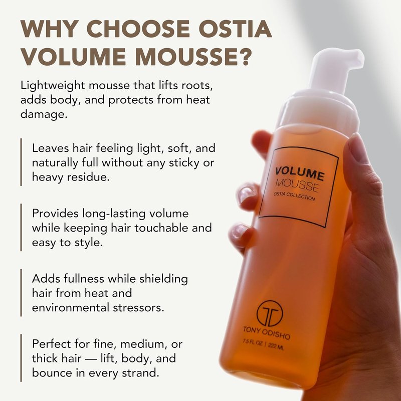 Volume Mousse - Lightweight Curl Volumizing Foam for Fine/Wavy Hair - Medium Hold & Shine Boost - 250ml