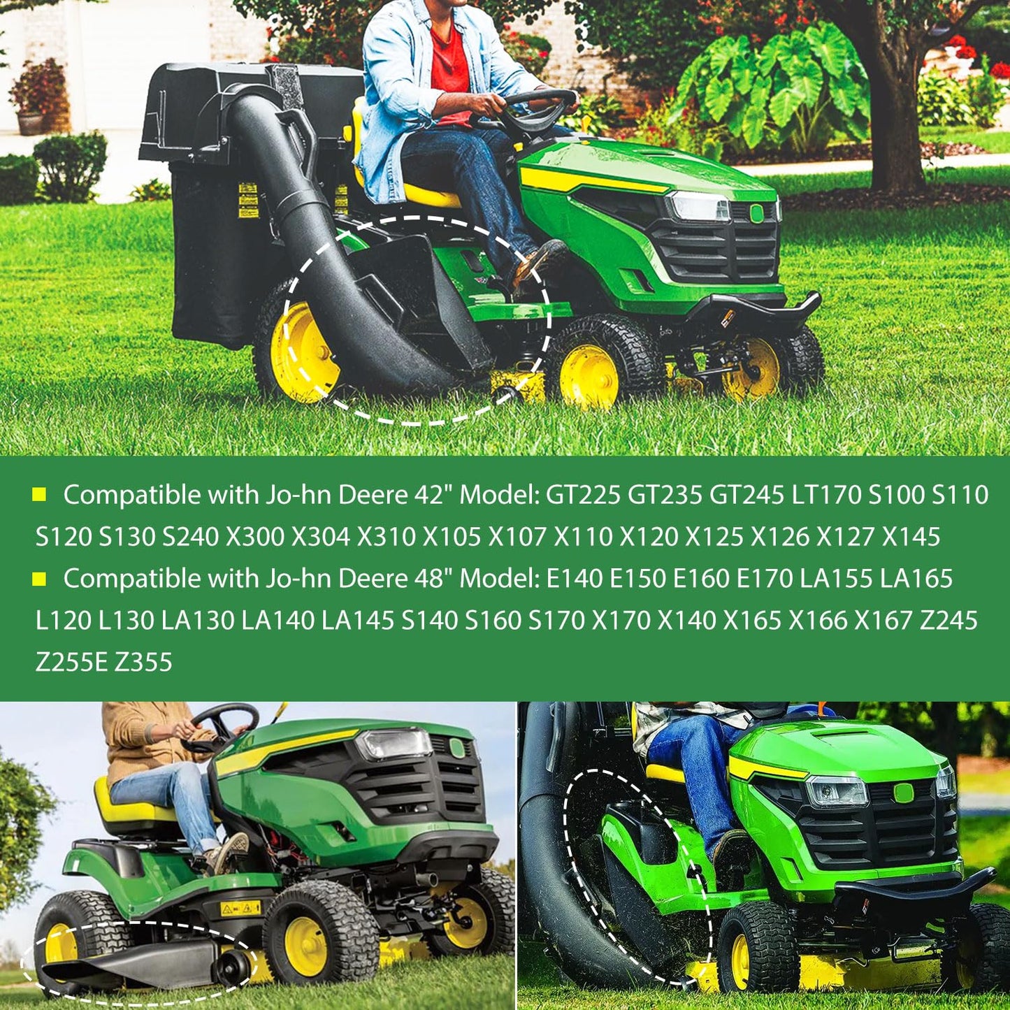 deawater Lawn Tractor Discharge Chute Kit AUC11996, Compatible with Jo-hn D-eere E100 E110 E120 E140 E150 E160 E170 D100 D105 D110 D120 LA155 Z225 Z245, 42-48 inch