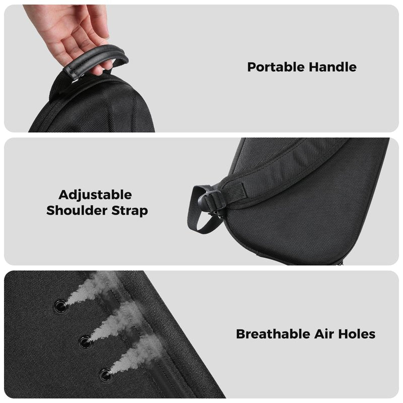 ProCase Hard Hat Travel Case for Baseball Caps, No-Crush Case Holds Up to 7-8 Hats, Adjustable Interior with Shoulder Strap for Travel, Hat Organizer Ball Caps Holder -Black