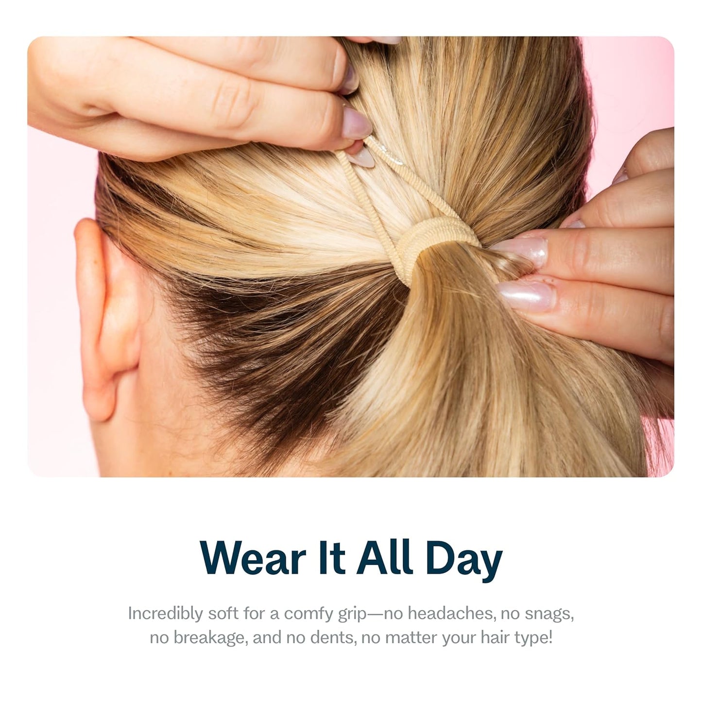 X-Fine Hair Bands - Slim-Fit Elastic Ties for Extra Fine Hair | No-Dent, Gentle-Grip Ponytail Holders - 20 Pack, Blonde